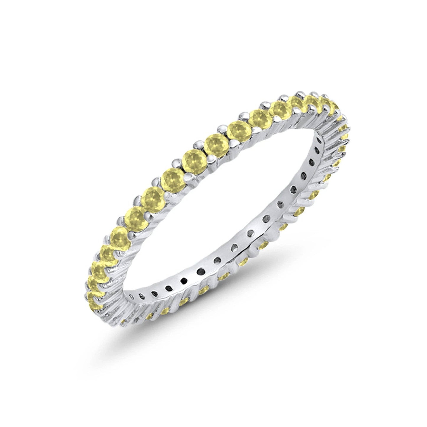 Full Eternity Wedding Band Round Simulated Yellow CZ Engagement Ring