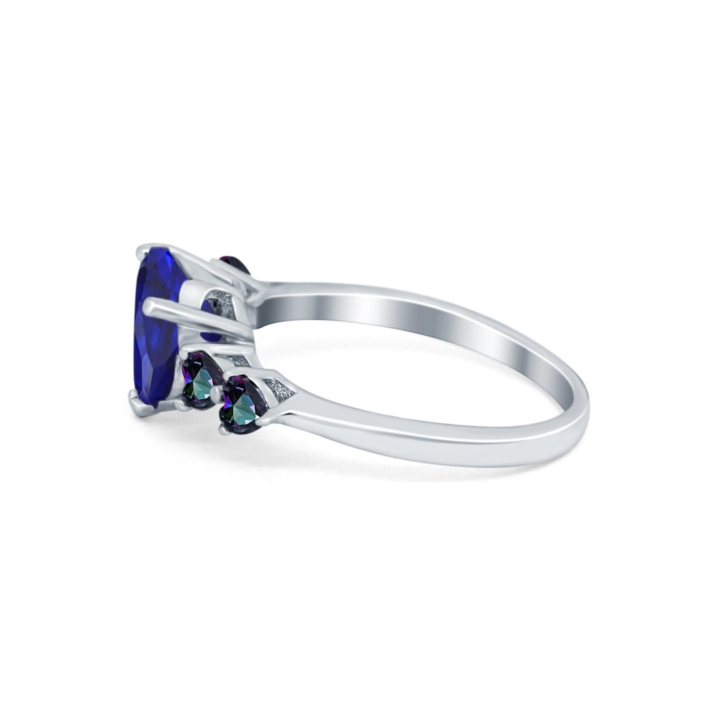 Heart Blue Sapphire CZ Promise Wedding Ring