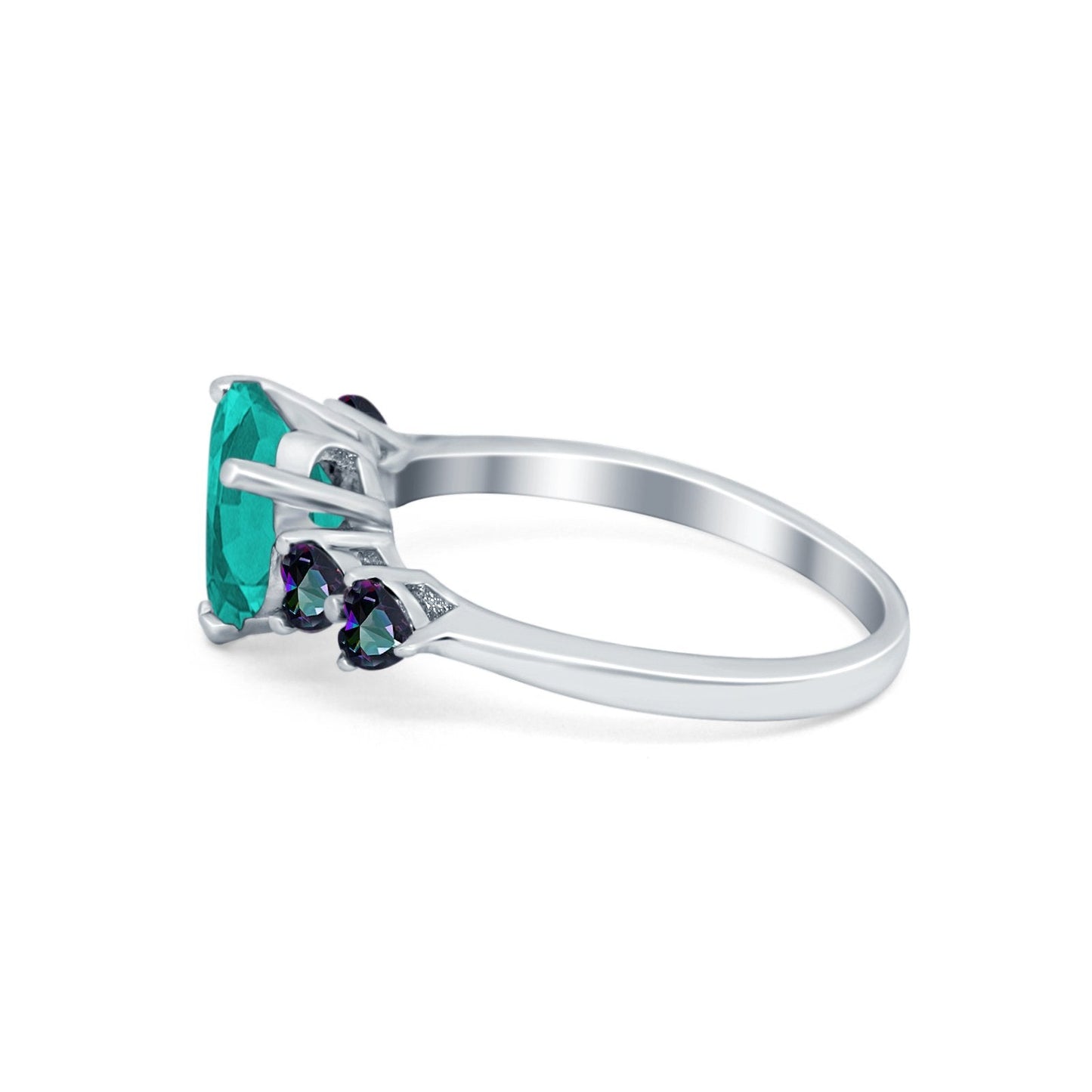 Heart Paraiba Tourmaline CZ Promise Wedding Ring