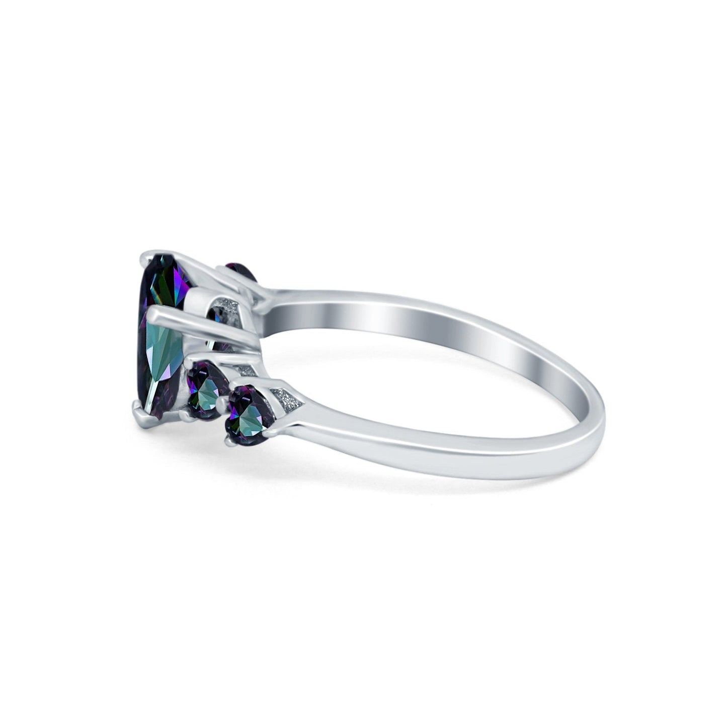 Heart Promise Simulated Rainbow CZ Wedding Ring