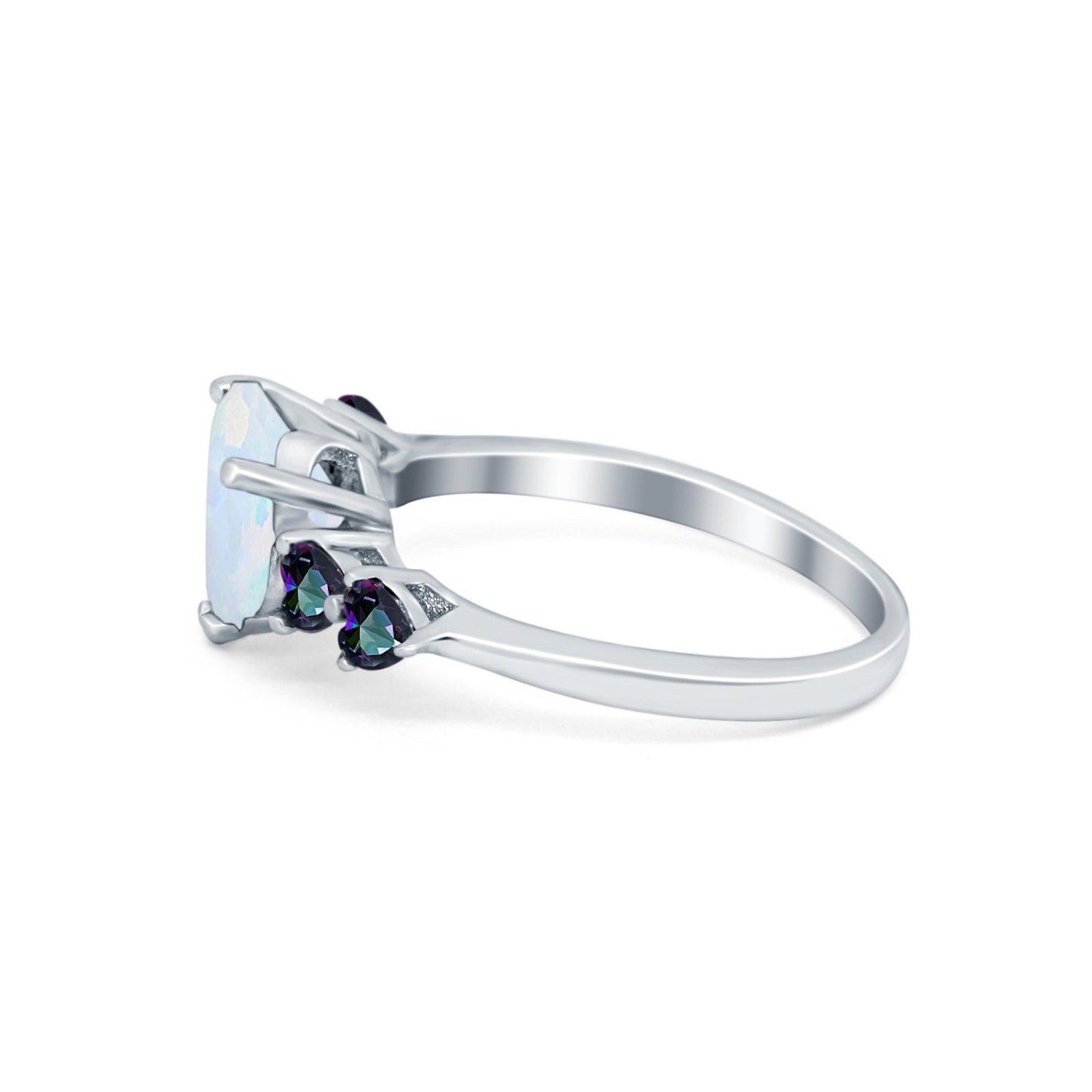 Heart Lab Created White Opal Promise Wedding Ring