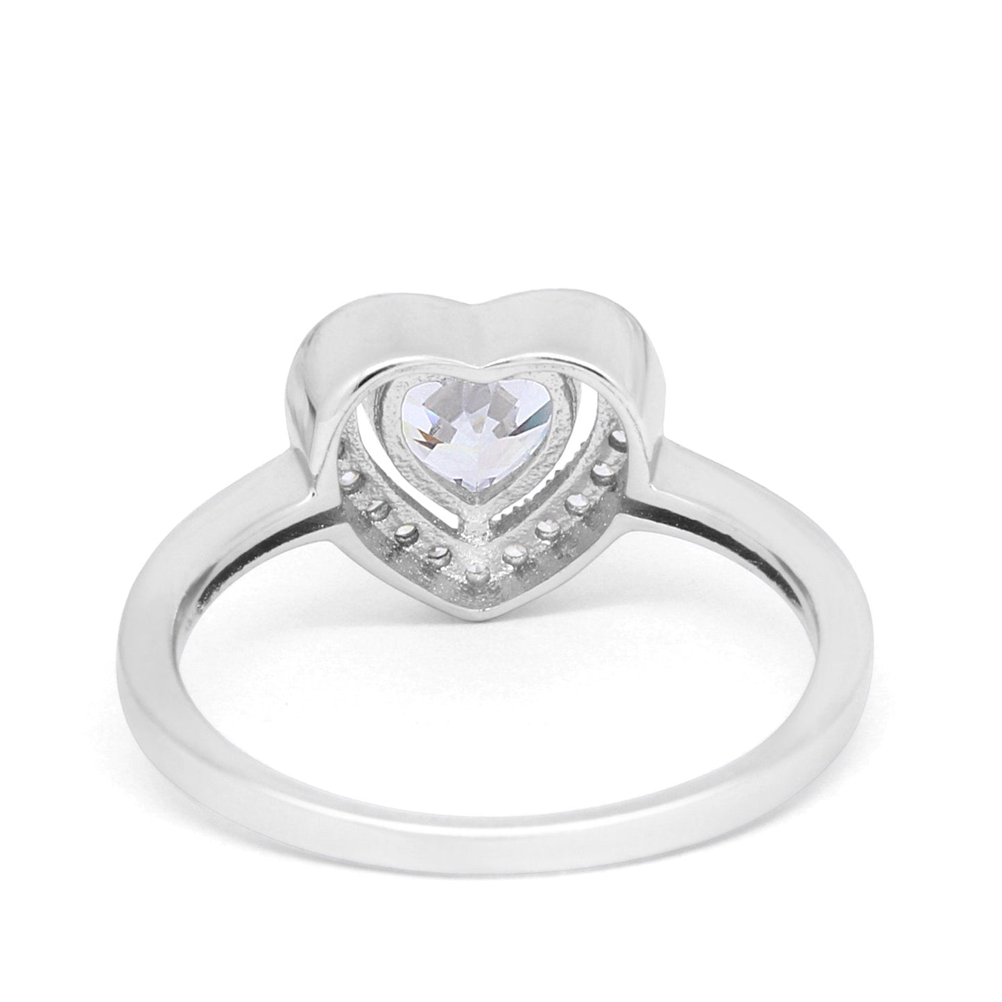 Halo Dazzling Heart Promise Ring Round Simulated CZ