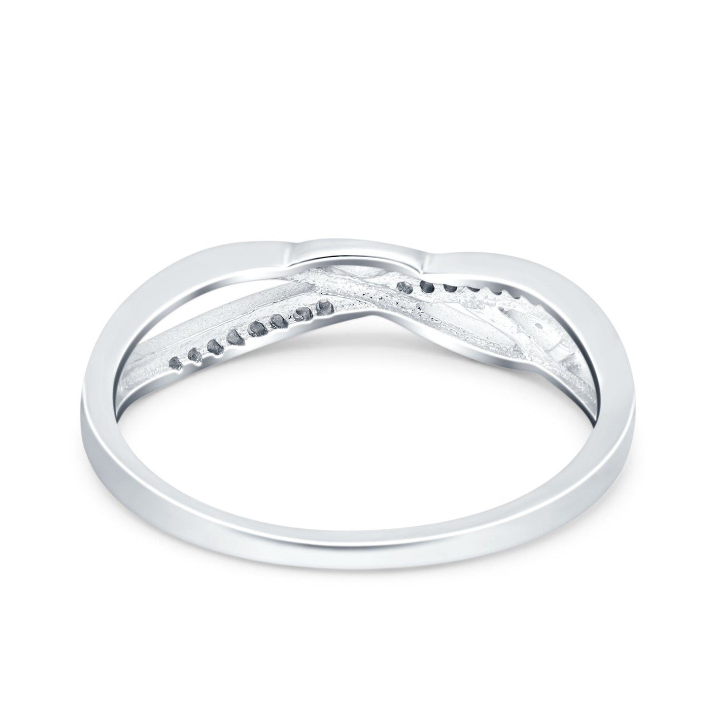 Infinity Twisted Half Eternity Wedding Band Ring Round Simulated Cubic Zirconia