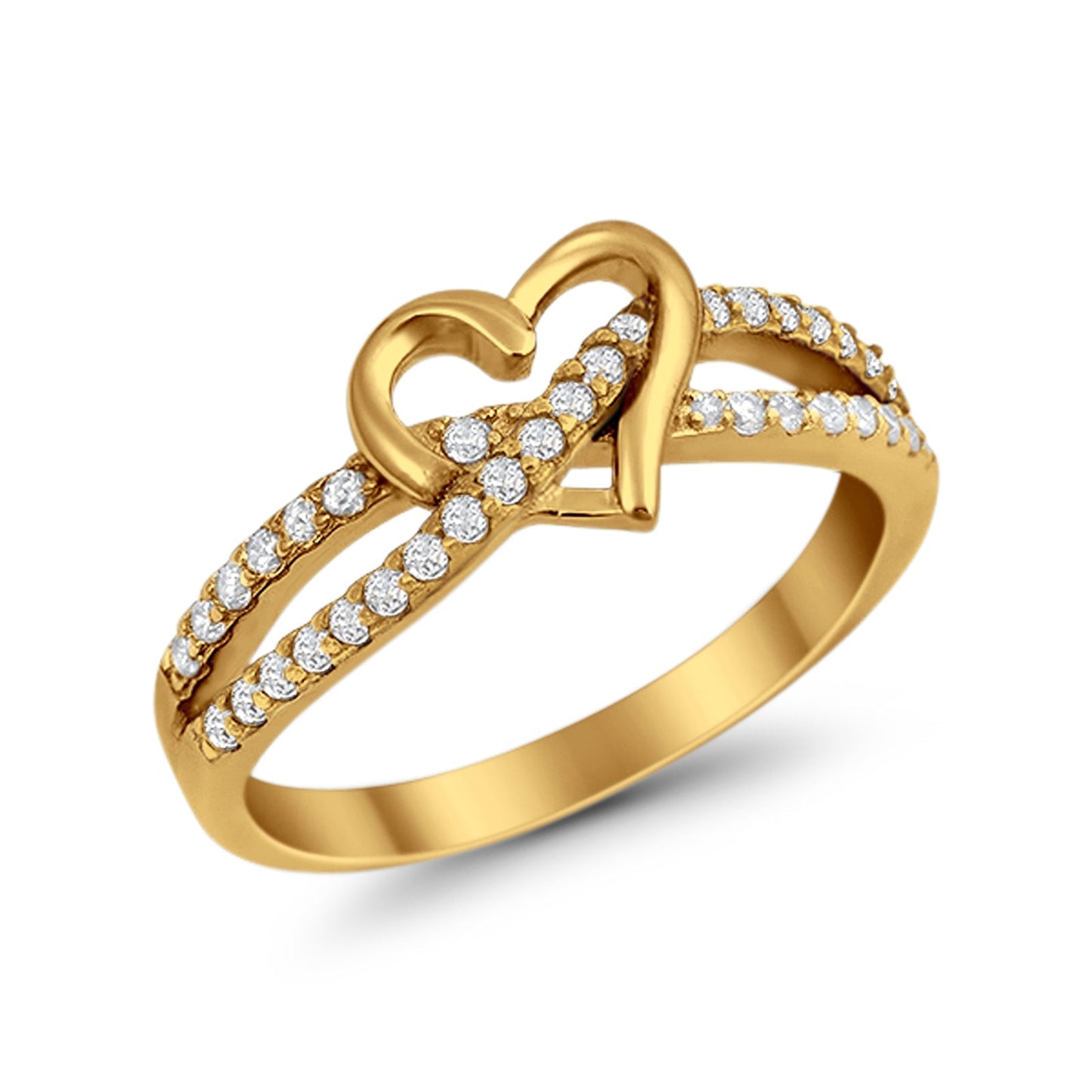 Infinity Heart Promise Round Yellow Tone, Simulated Cubic Zirconia Wedding Ring