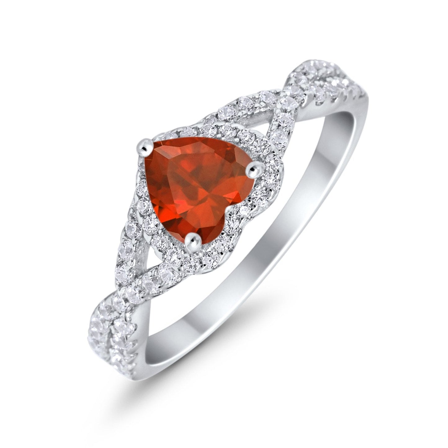 Heart Promise Infinity Shank Simulated Garnet CZ Ring