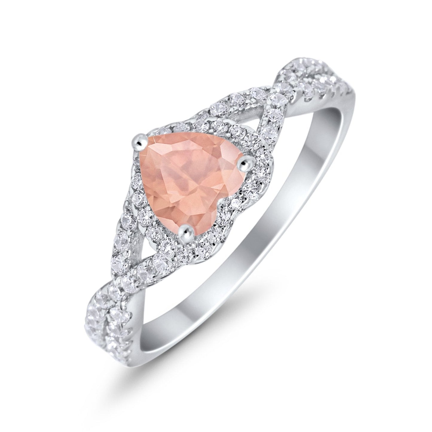 Heart Infinity Shank Simulated Morganite CZ Promise Ring