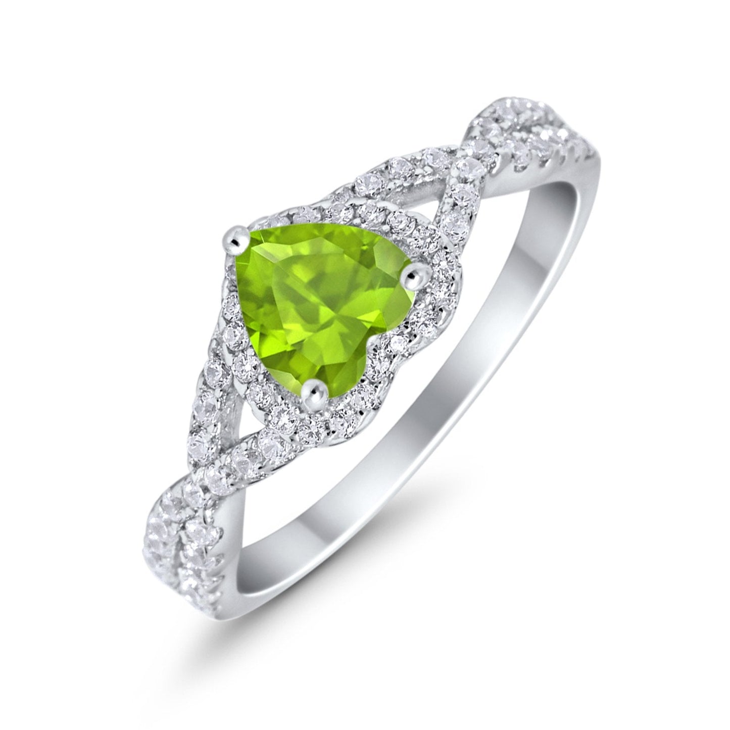 Heart Infinity Shank Simulated Peridot CZ Promise Ring