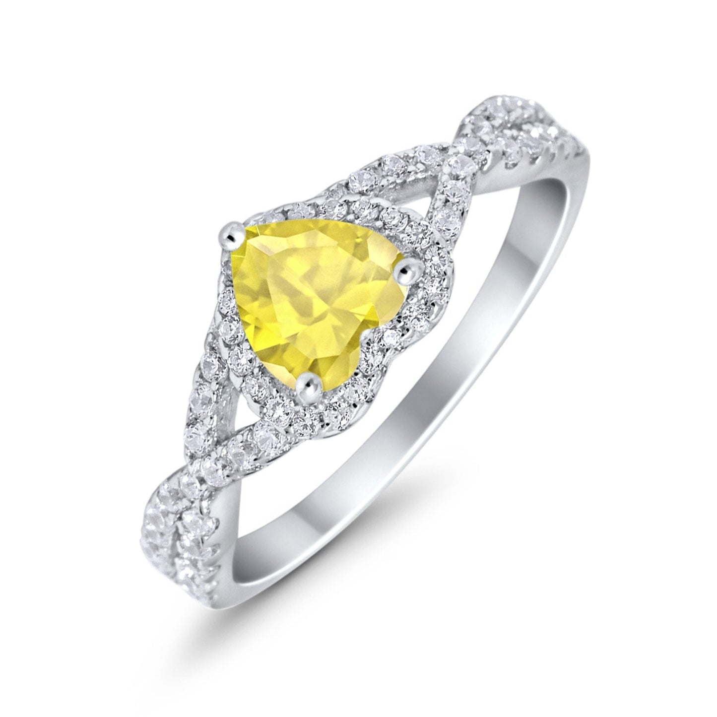 Heart Infinity Shank Simulated Yellow CZ Promise Ring