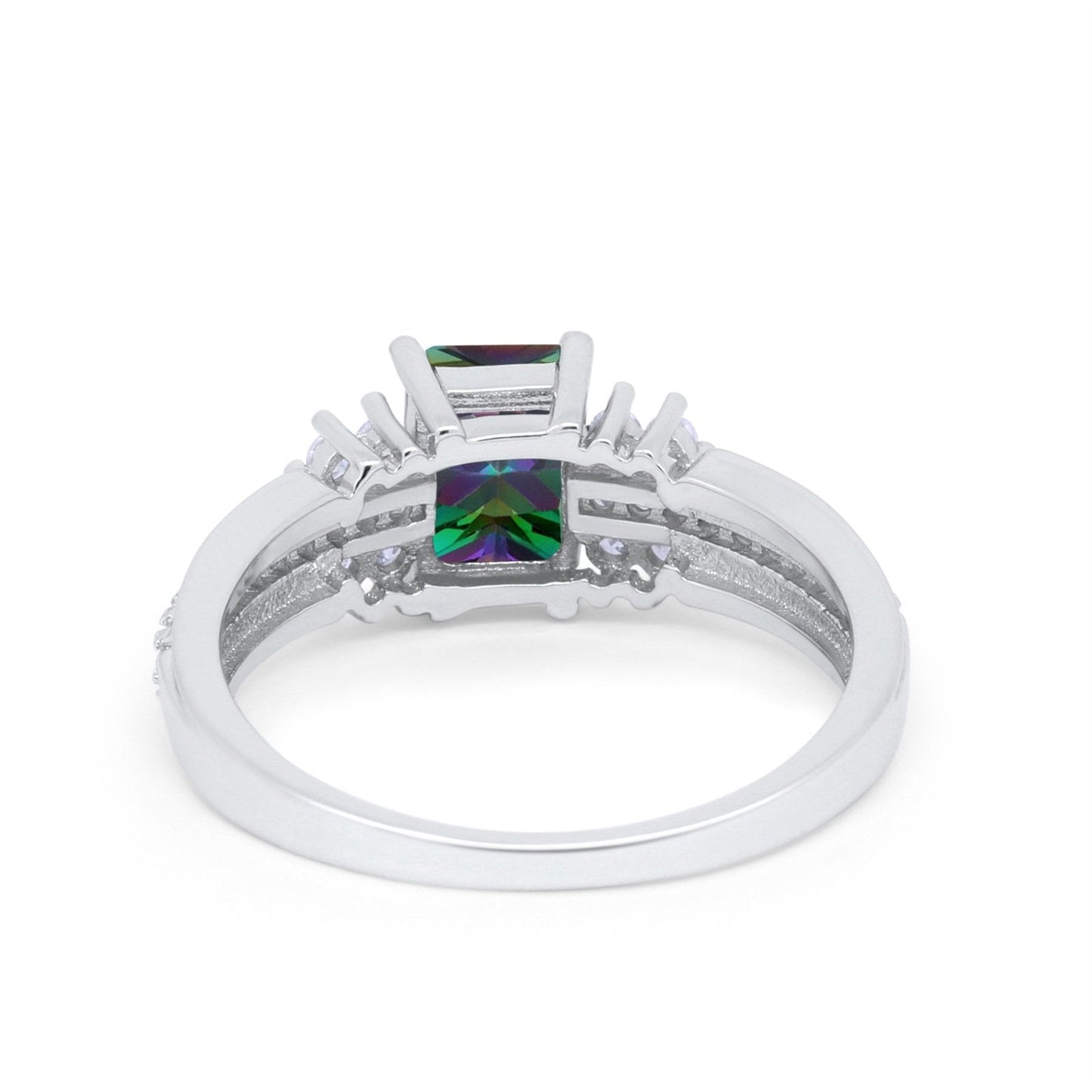 Vintage Simulated Rainbow CZ Engagement Ring