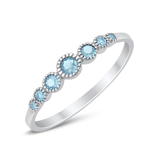 Eternity Simulated Aquamarine CZ Wedding Ring