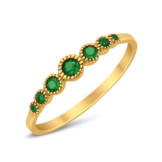 Eternity Yellow Tone, Simulated Emerald CZ Wedding Ring