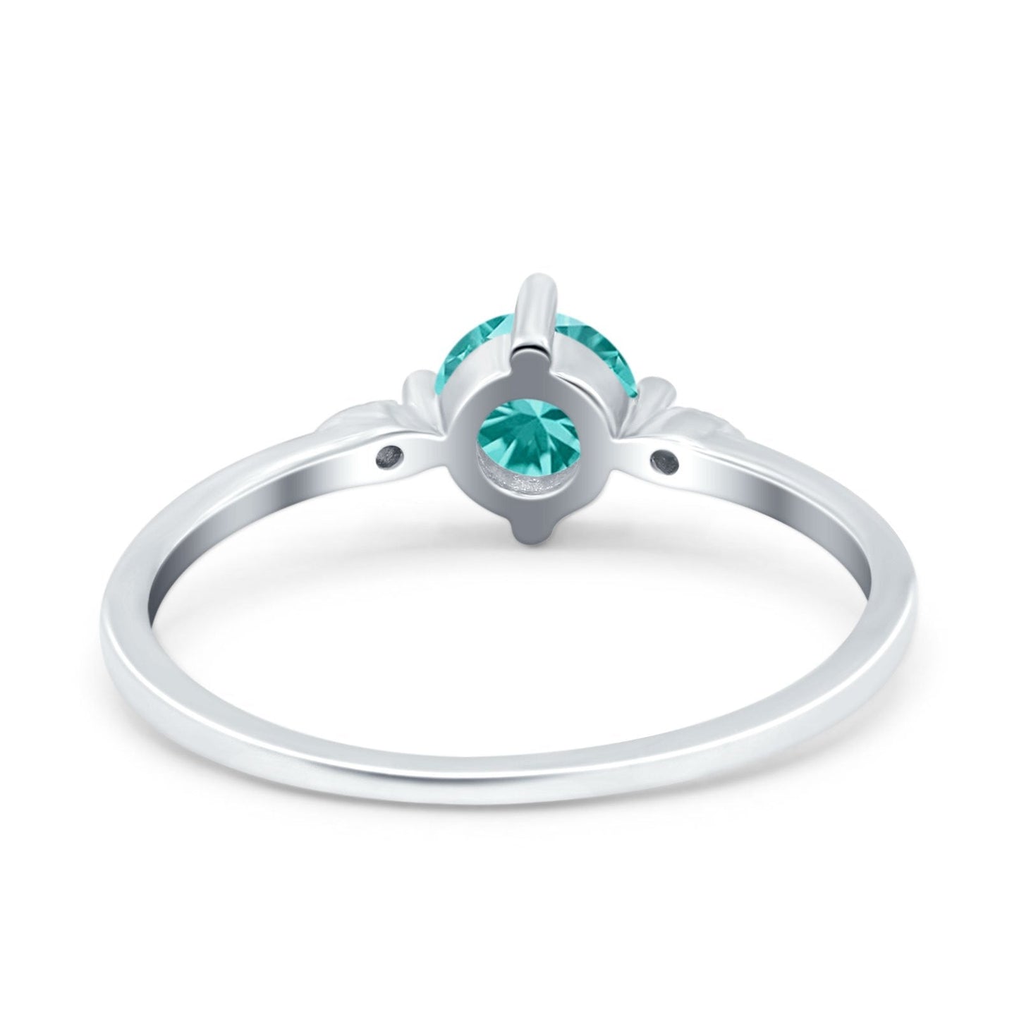 Three Stone Art Deco Engagement Ring Round Simulated Paraiba Tourmaline CZ