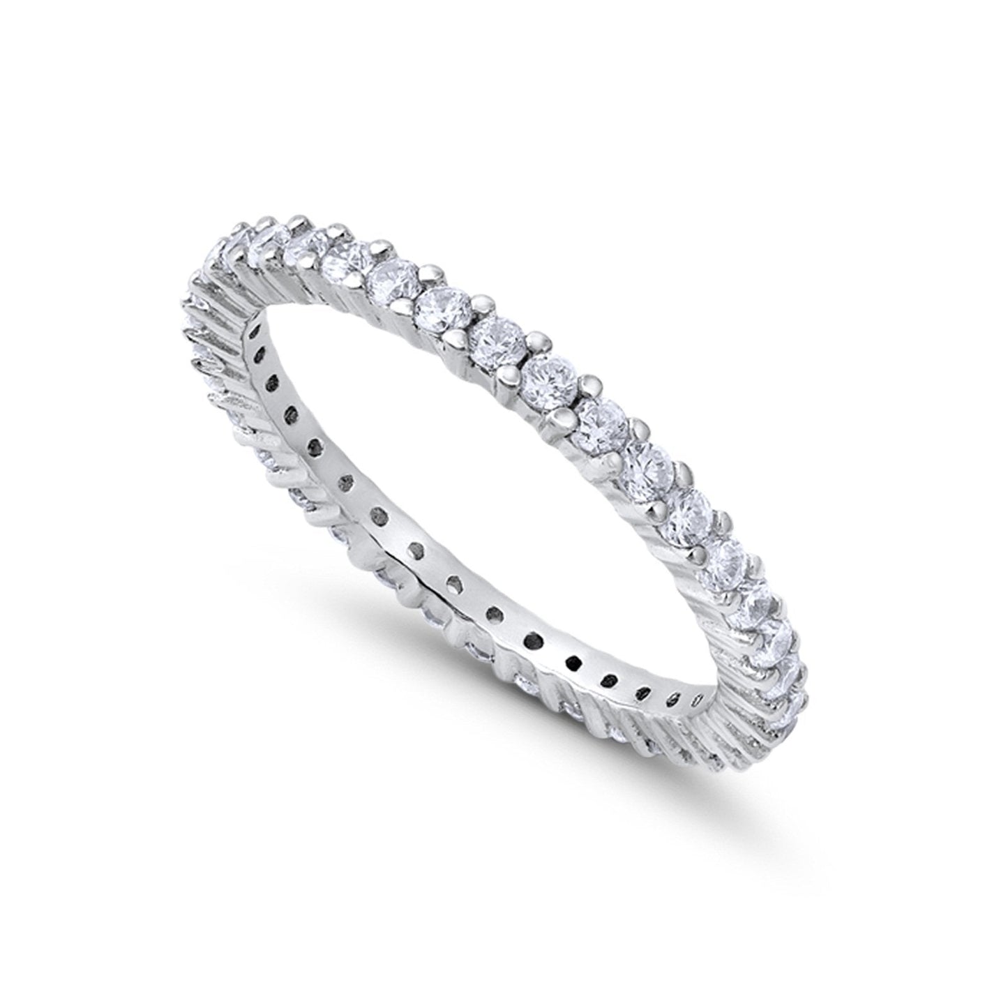 Full Eternity Wedding Band Round Simulated CZ Ring