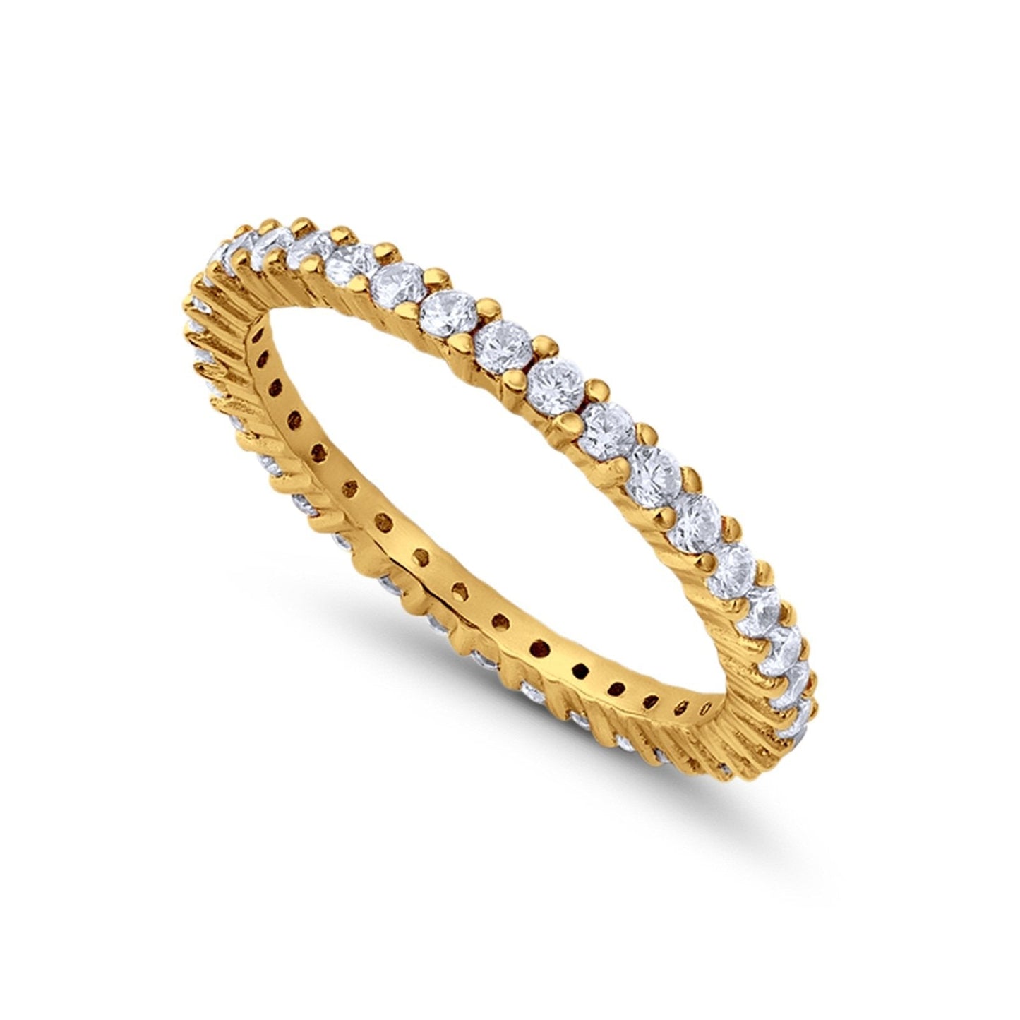 Full Eternity Wedding Band Round Yellow Tone, Simulated CZ Ring