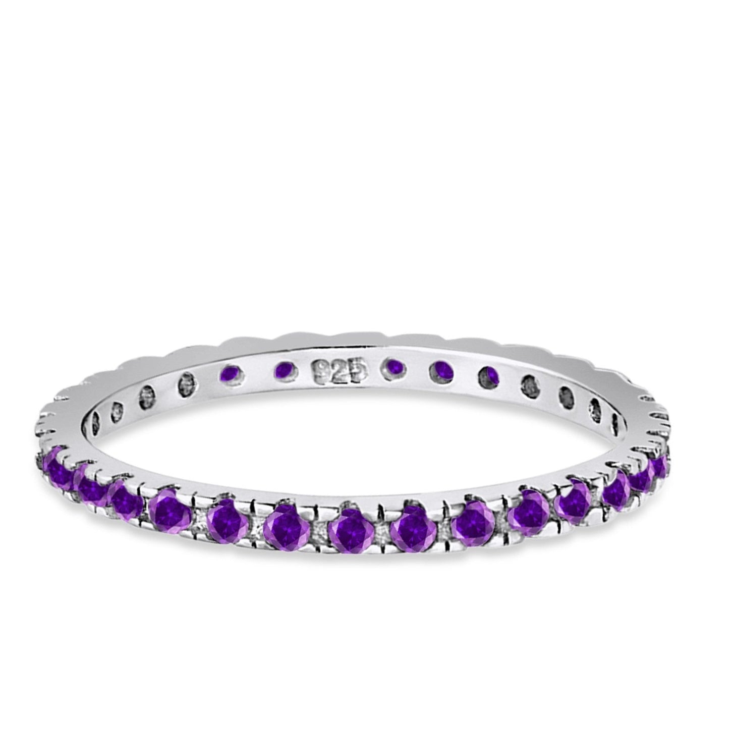 Stackable Ring Round Eternity Simulated Amethyst CZ