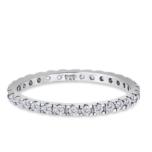 Stackable Ring Round Eternity Simulated Cubic Zirconia