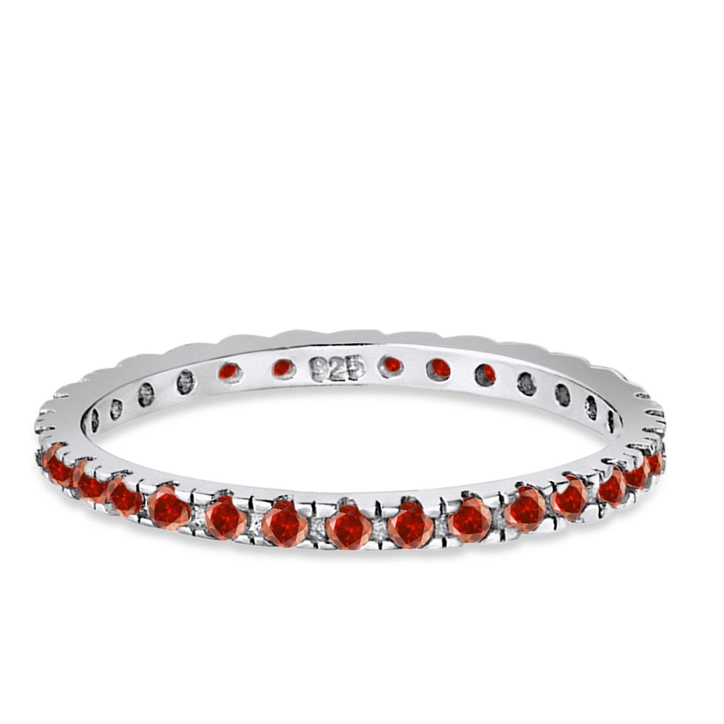 Stackable Ring Round Eternity Simulated Garnet CZ