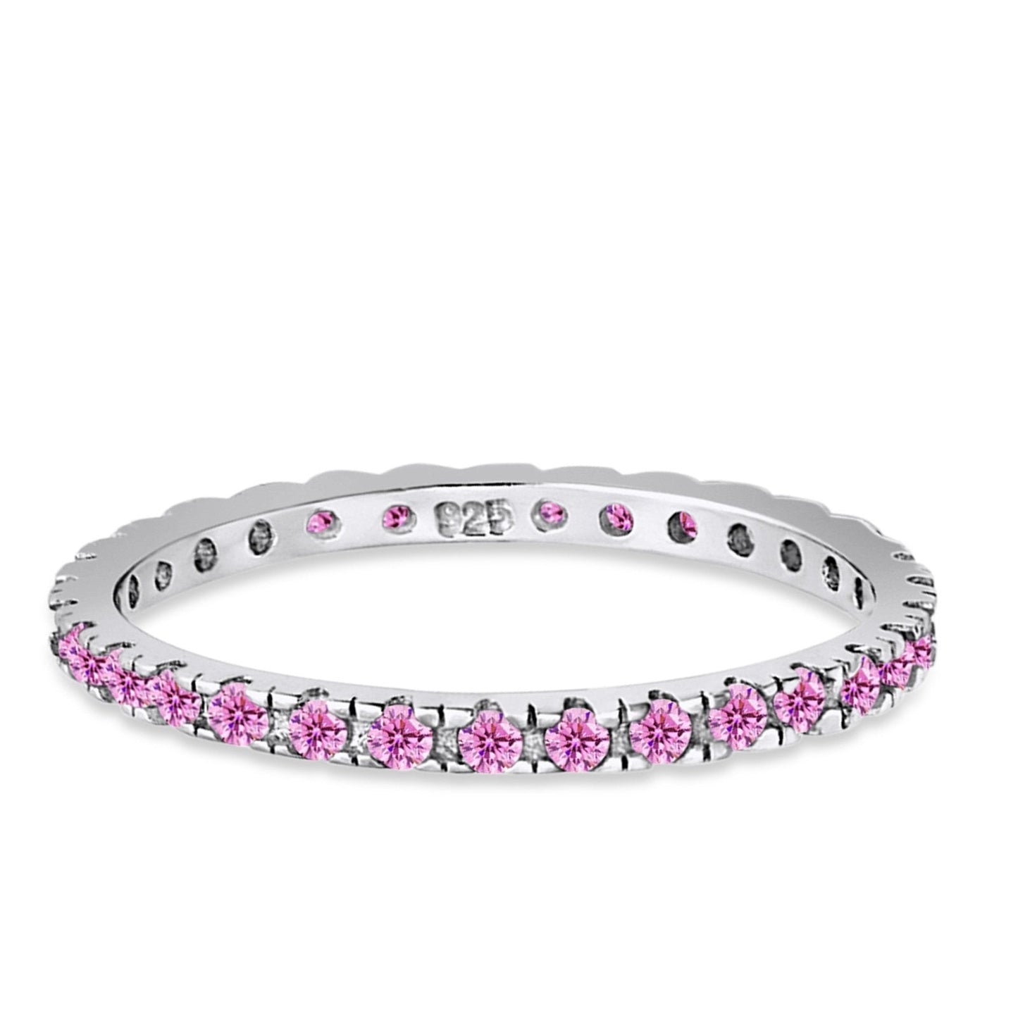 Stackable Ring Round Eternity Simulated Pink CZ