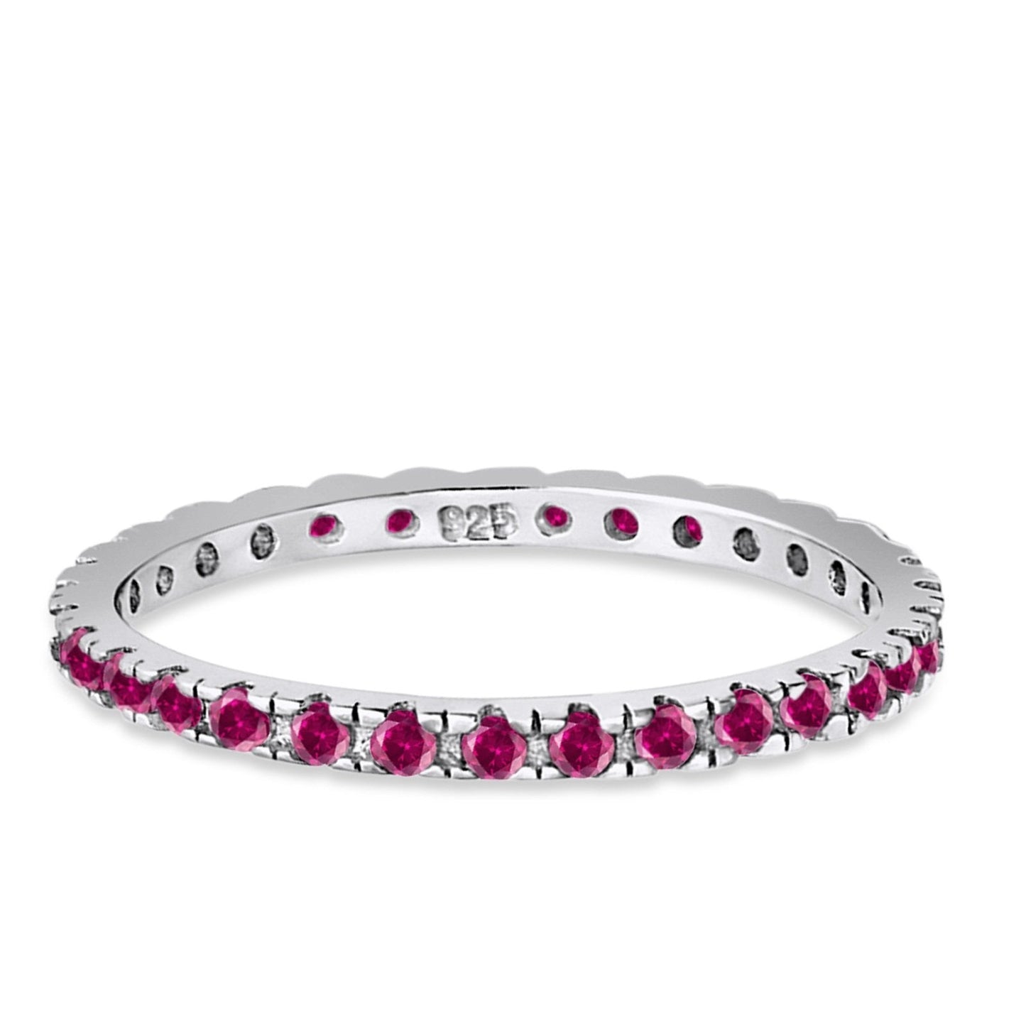 Stackable Ring Round Eternity Simulated Ruby CZ