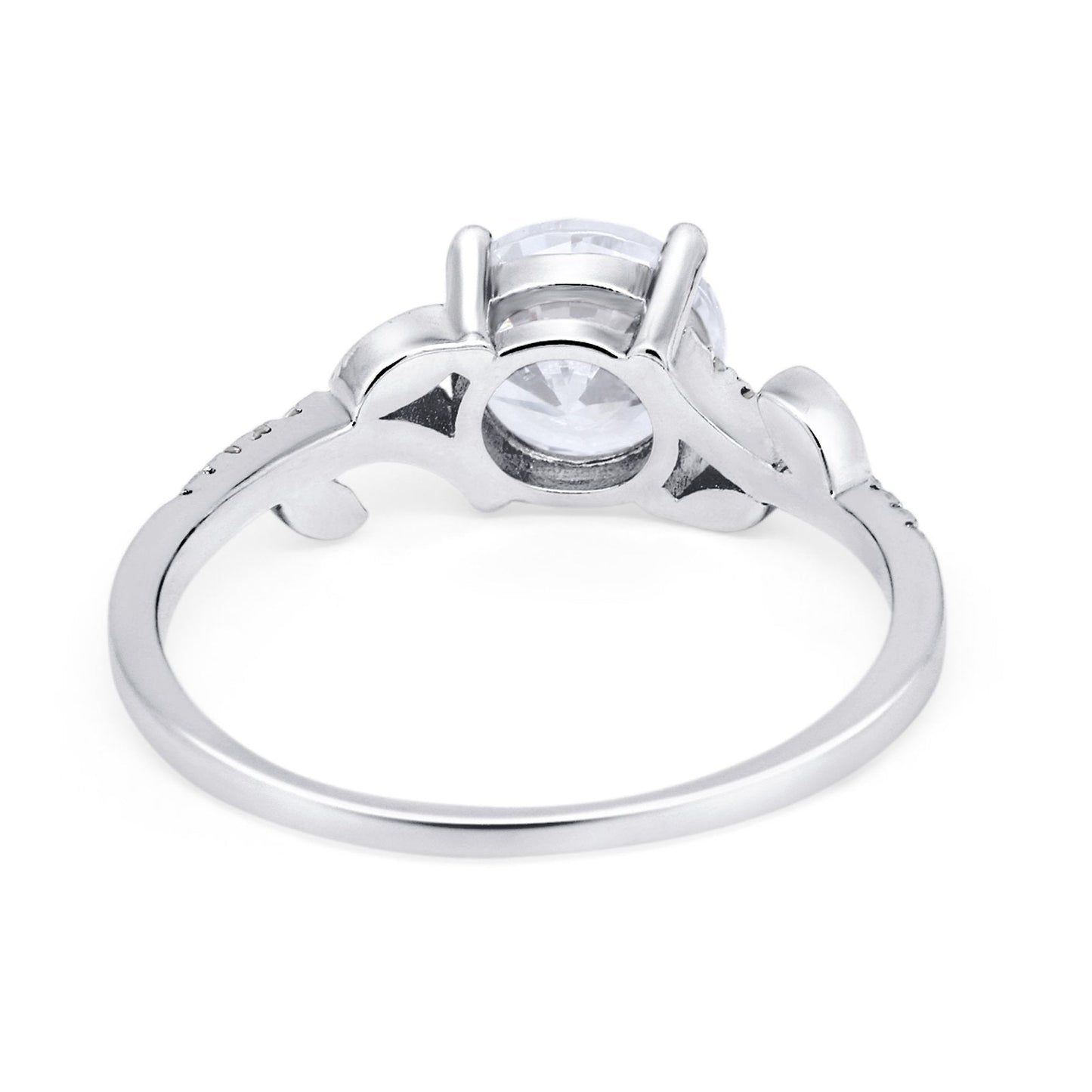 Leaf Style Wedding Ring Round Simulated Cubic Zirconia