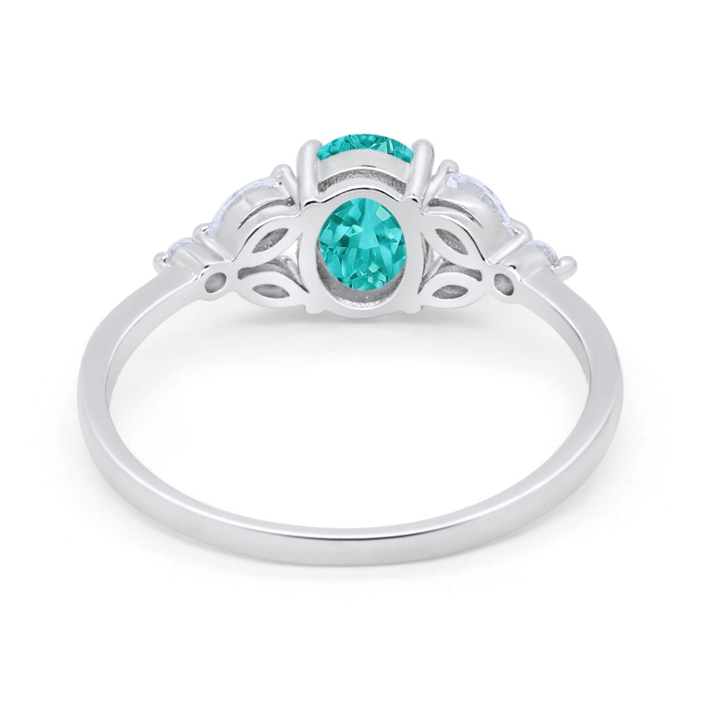 Art Deco Oval Engagement Ring Simulated Paraiba Tourmaline CZ