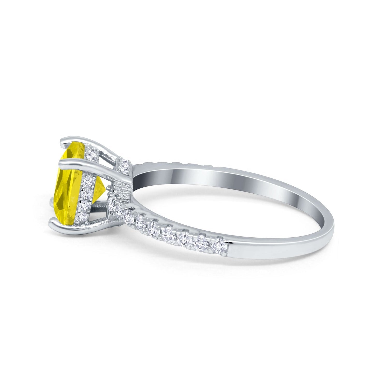 Vintage Cushion Cut Engagement Ring Simulated Yellow CZ