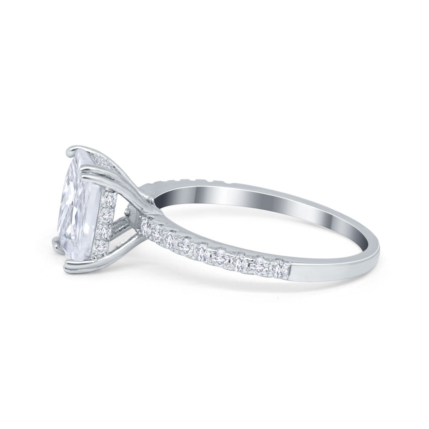 Art Deco Radiant Cut  Simulated Cubic Zirconia Engagement Ring