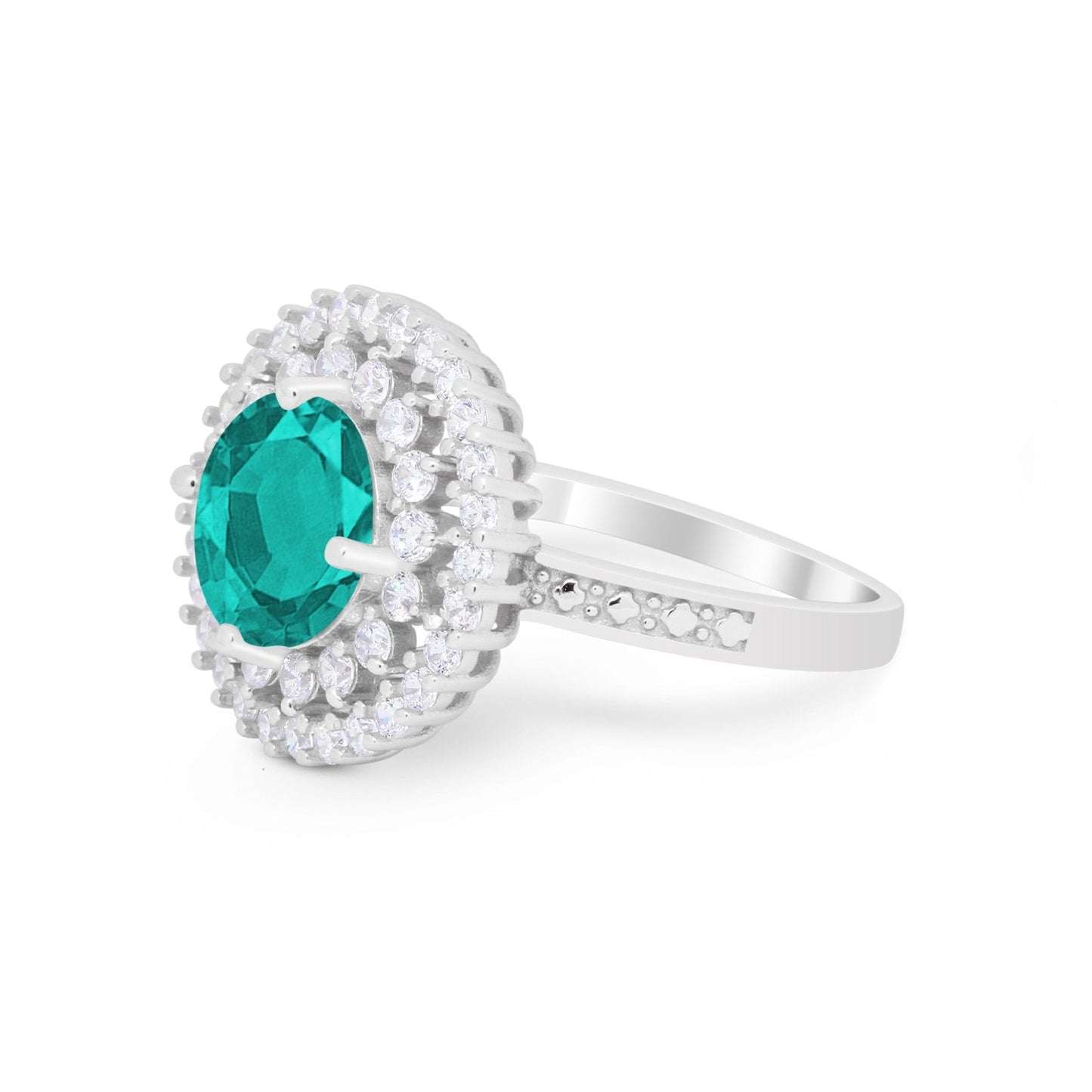 Cocktail Round Simulated Paraiba Tourmaline CZ Wedding Ring