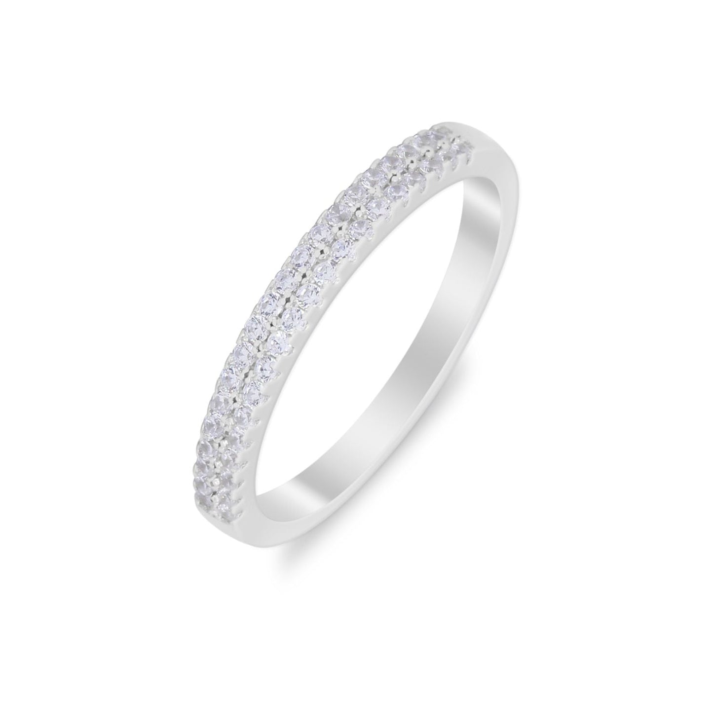 Curved Wedding Thumb Eternity Double Row Pave Simulated CZ Ring