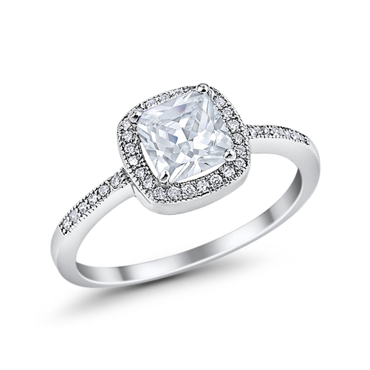 Halo Accent Engagement Ring Simulated Cubic Zirconia