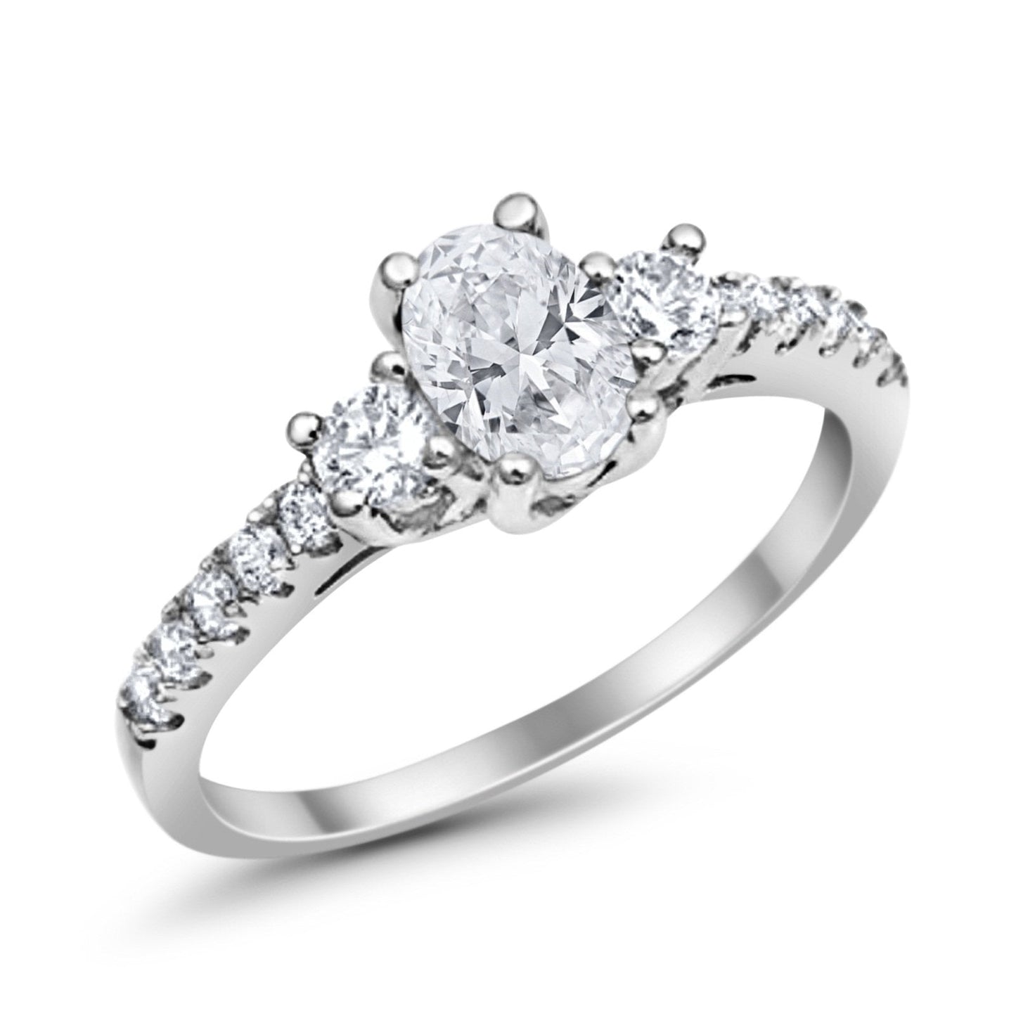 Accent Oval Simulated Cubic Zirconia Wedding Ring