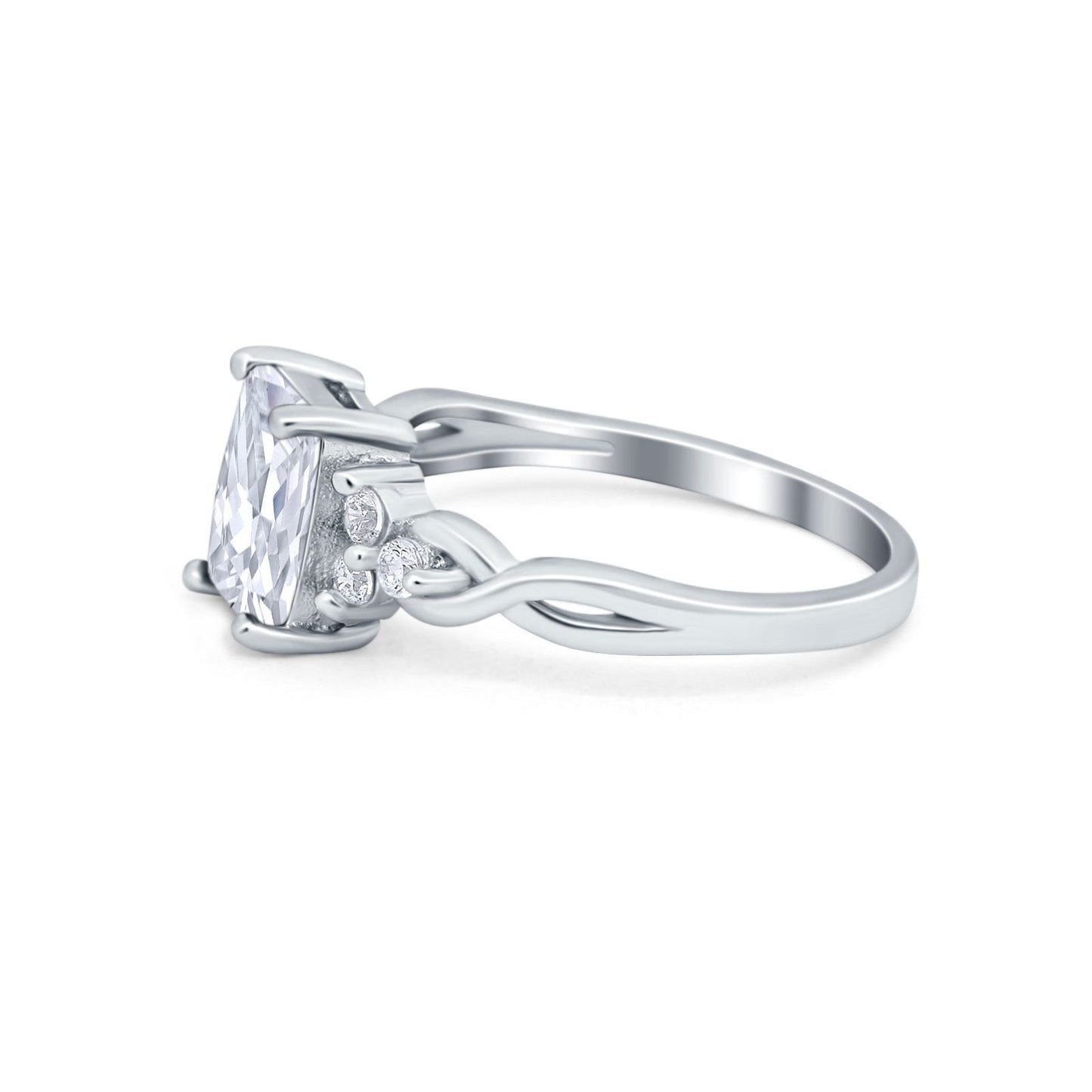 Emerald Cut Wedding Bridal Ring Simulated Cubic Zirconia