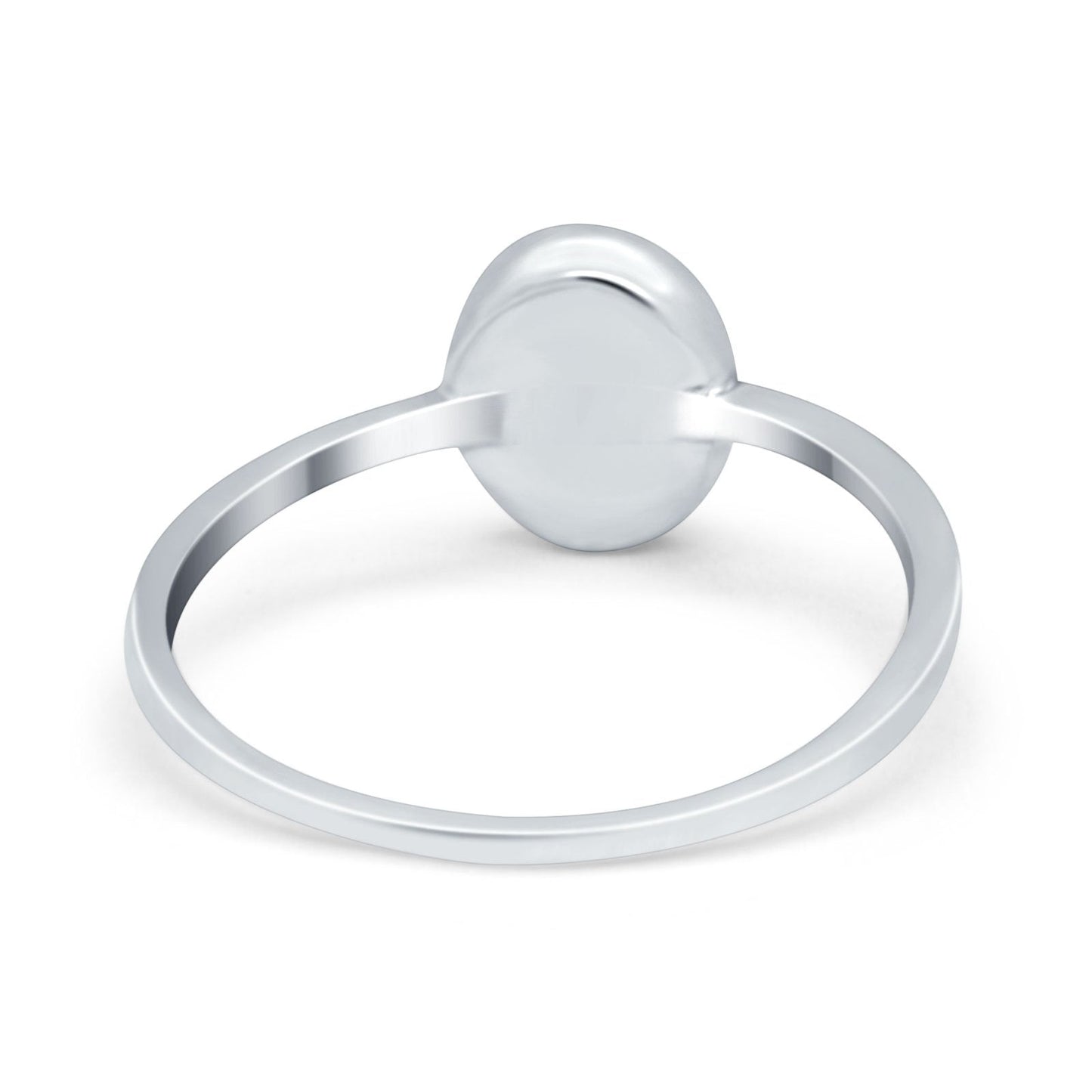 Solitaire Oval Lab Created White Opal Stone Thumb Ring