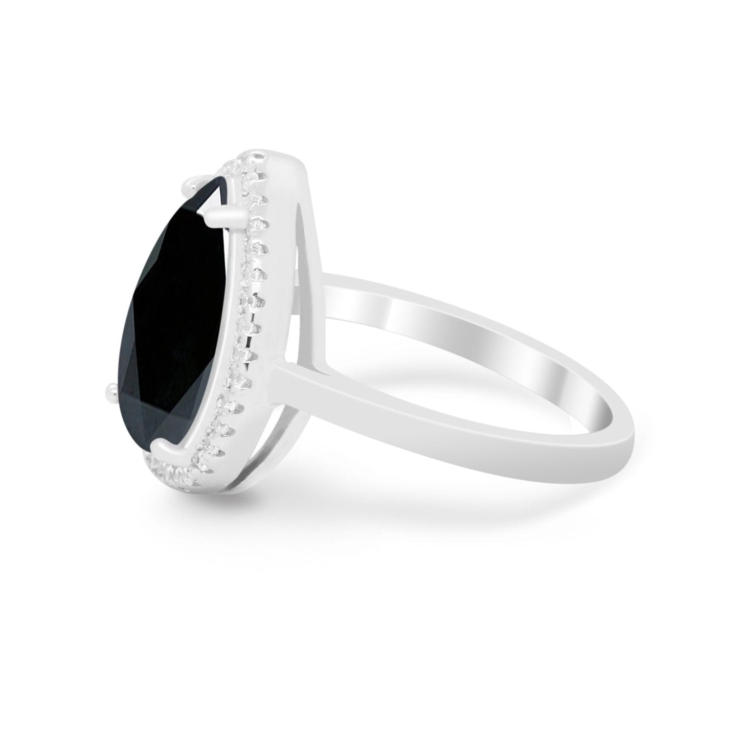 Halo Teardrop Wedding Ring Pear Simulated Cubic Zirconia