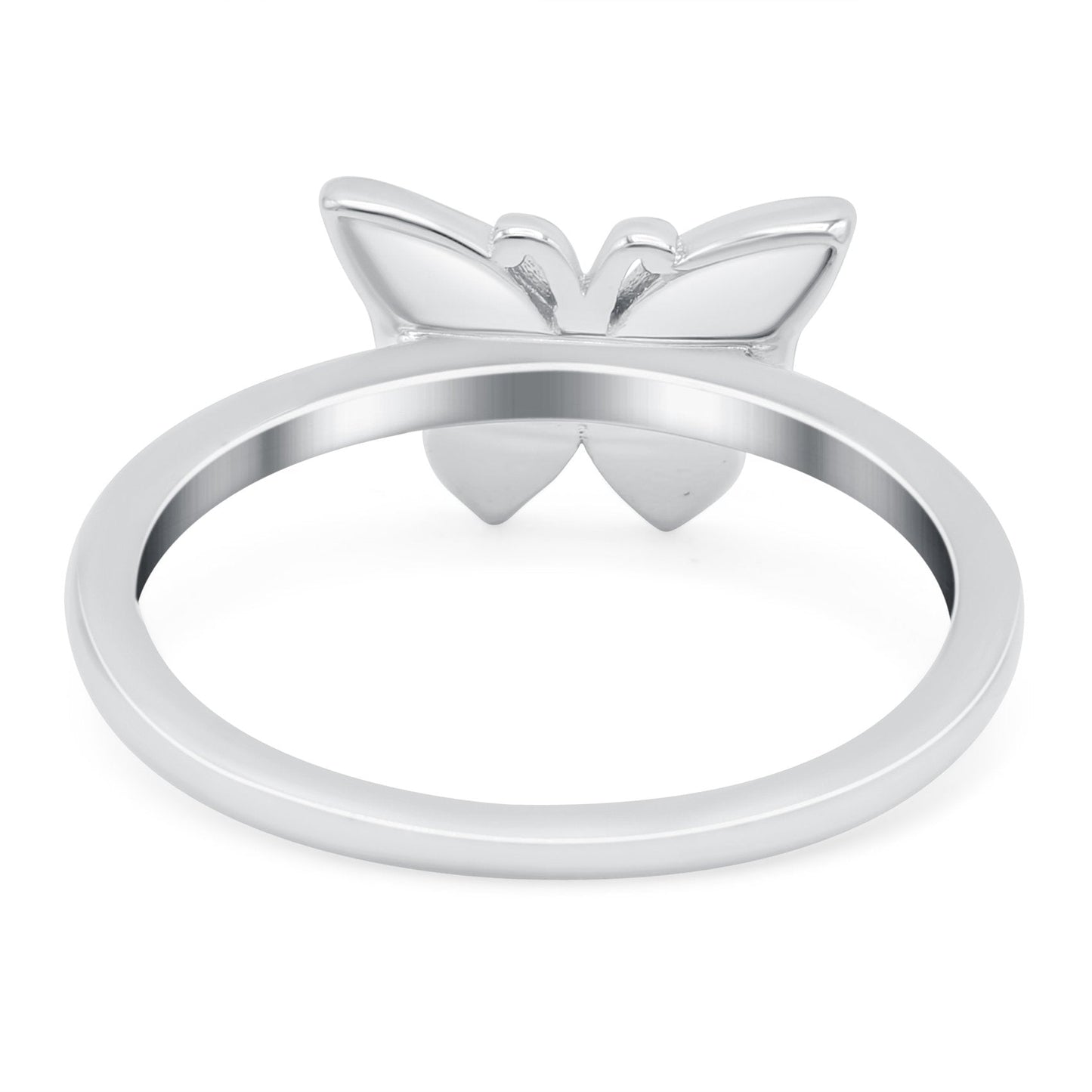 Butterfly Ring Band Lab Created White Opal (8mm)