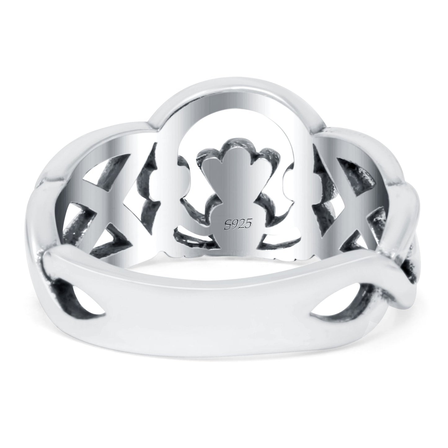 Celtic Claddagh Band Oxidized Thumb Ring (10mm)