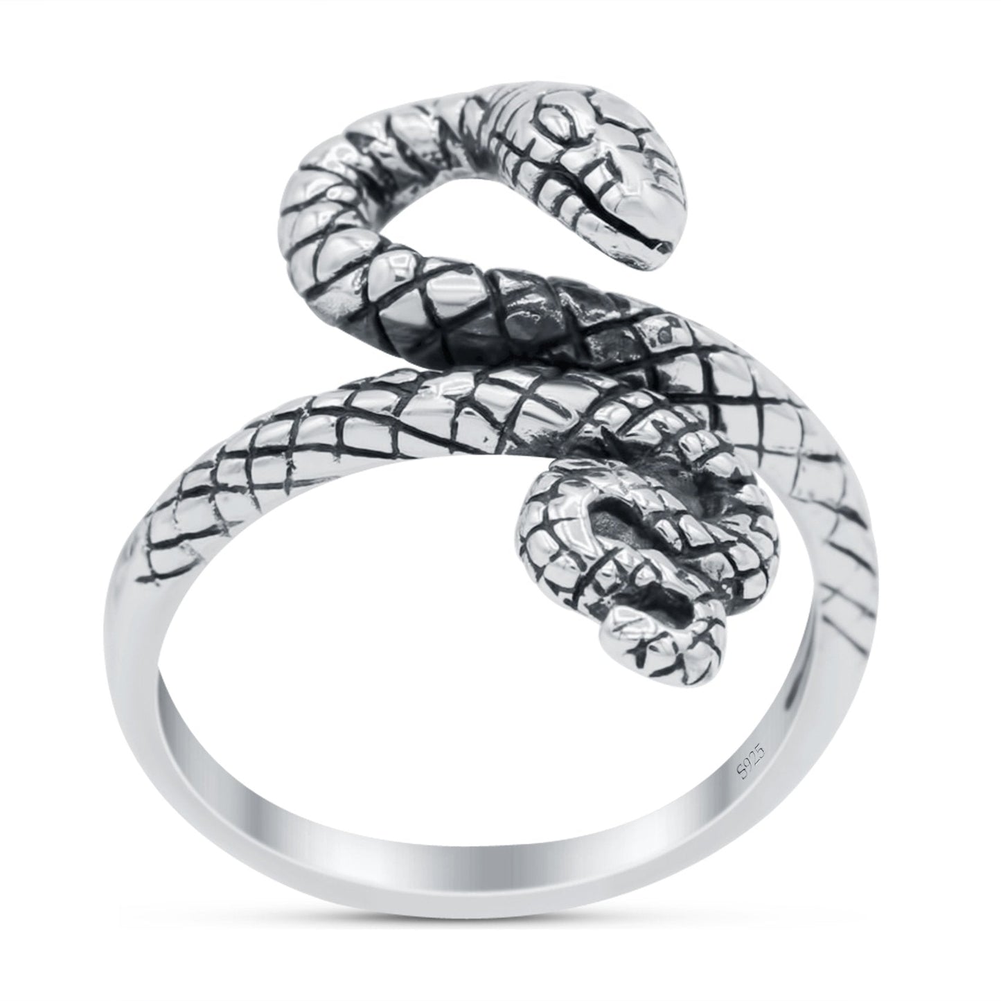 Snake Oxidized Band Thumb Ring (17mm)