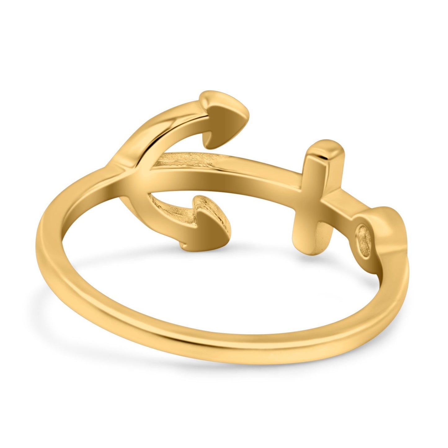 Anchor Band Yellow Tone Thumb Ring (10mm)