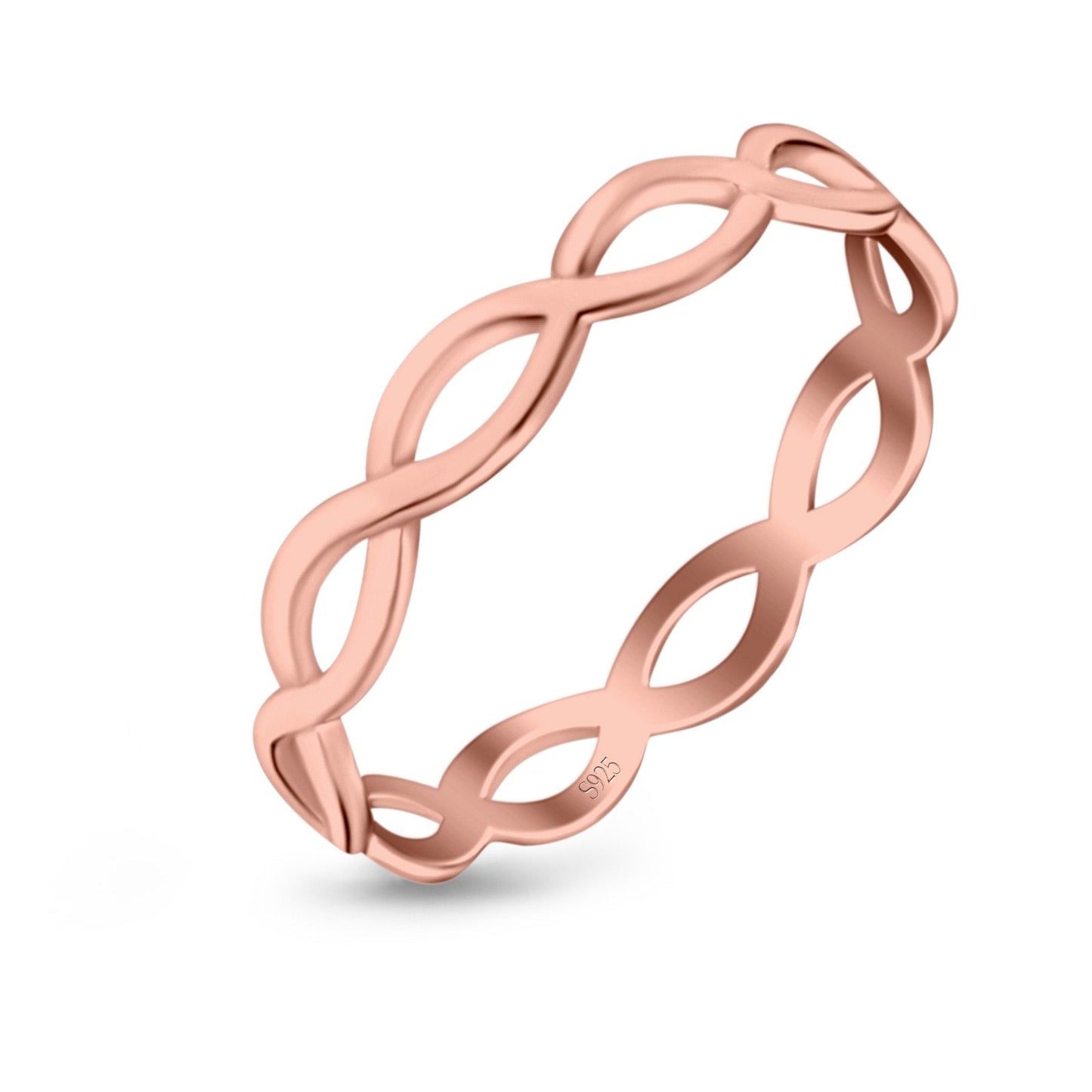 Full Eternity Infinity Braided Crisscross Rose Tone Band Ring (3mm)