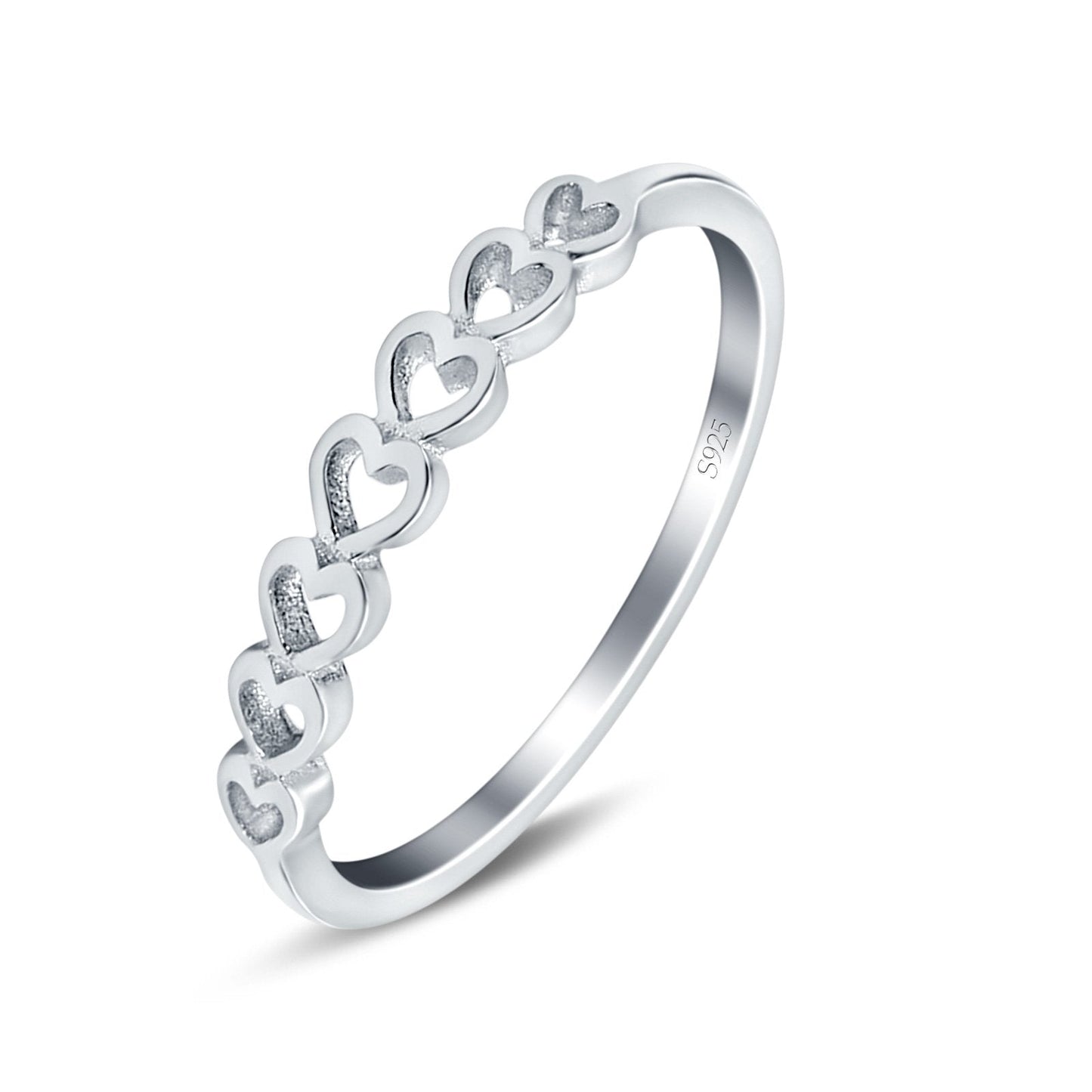 Hearts Band Rhodium Plated Ring