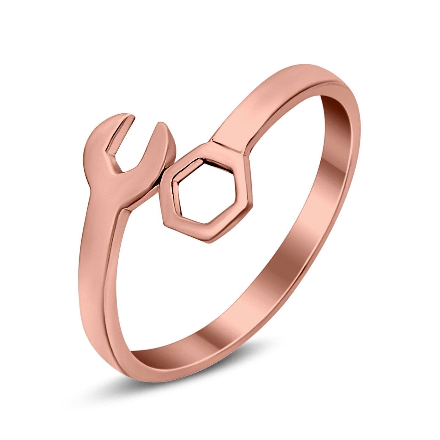 Mechanical Wrench Band Rose Tone, Plain Ring