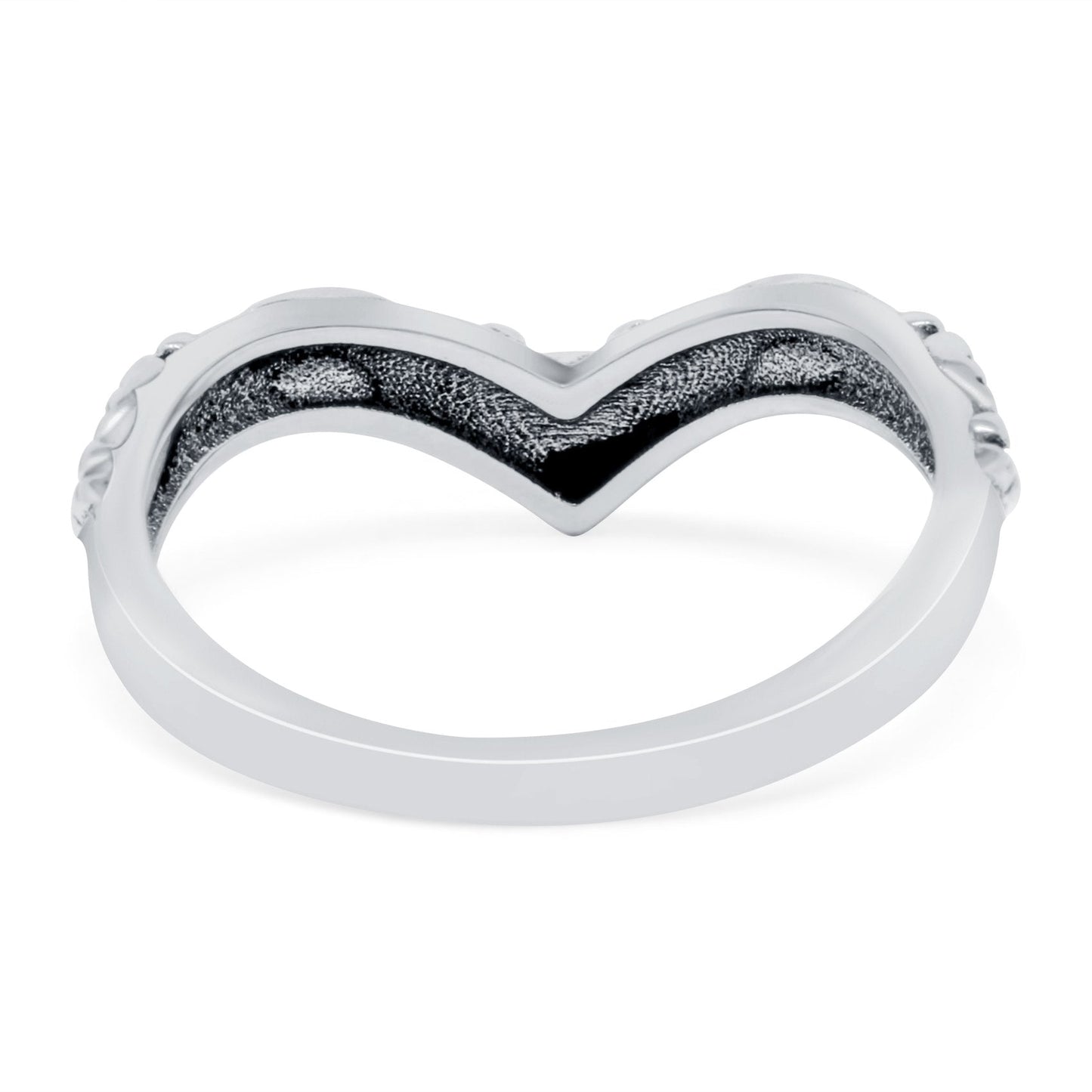 V Shape Band Oxidized Ring