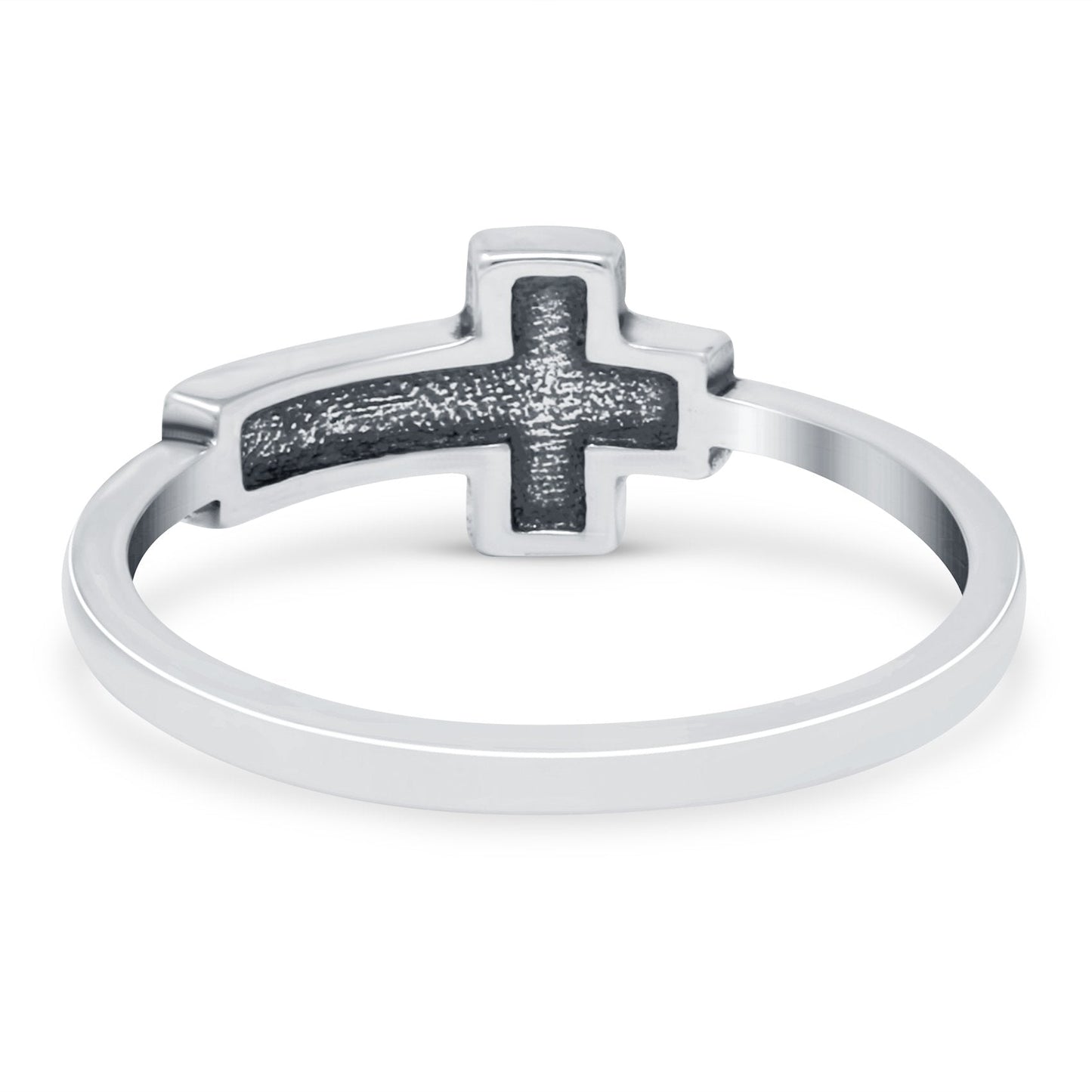 Believe Cross Band Oxidized Ring (7mm)