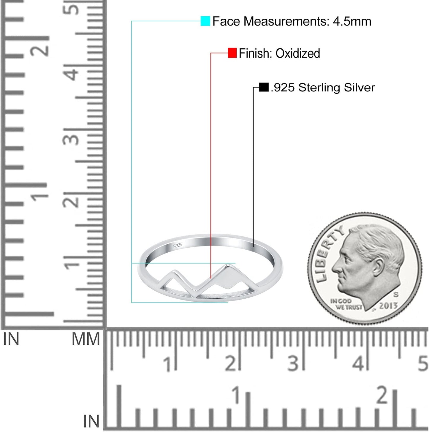 Mountains Ring Oxidized Band (4.5mm)