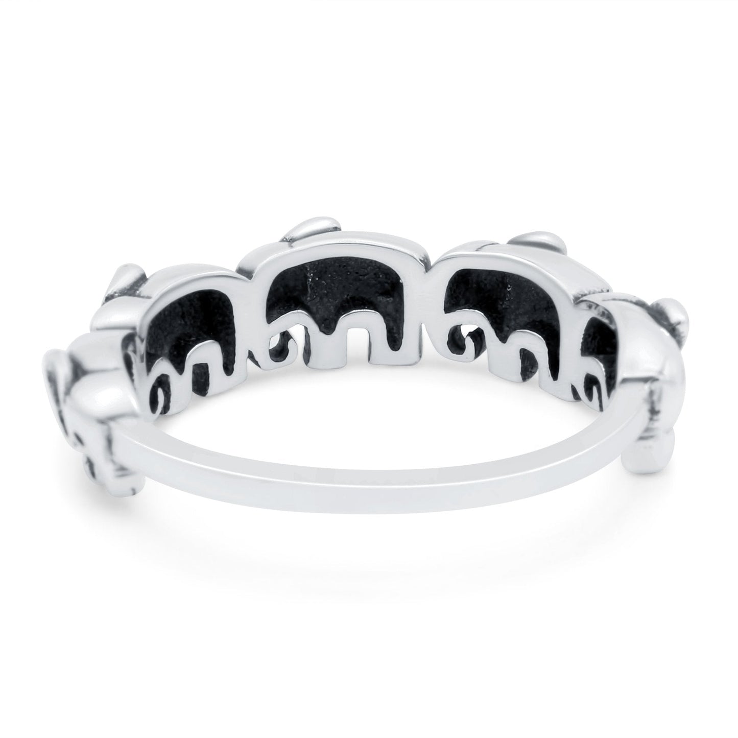 Elephants Oxidized Band Thumb Ring (5.5mm)