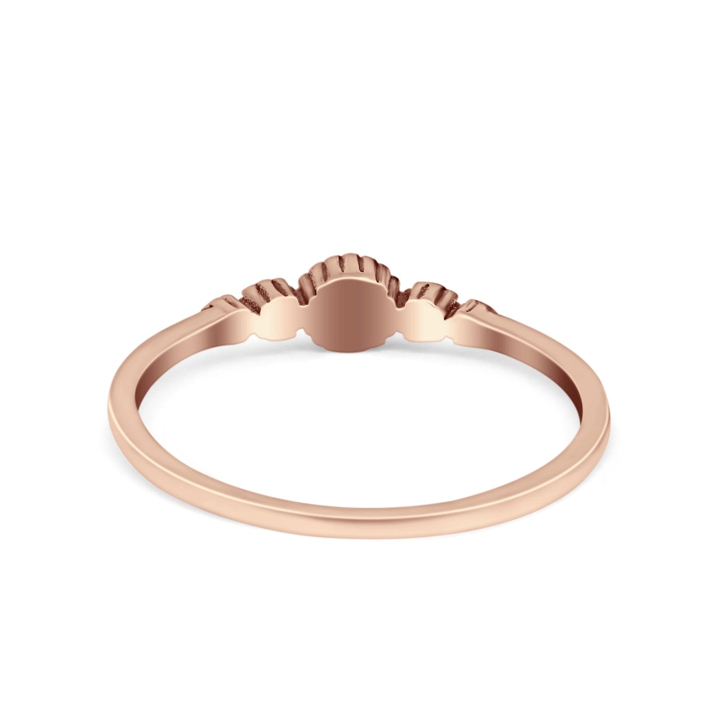 Petite Dainty Band Rose Tone Oxidized Plain Ring