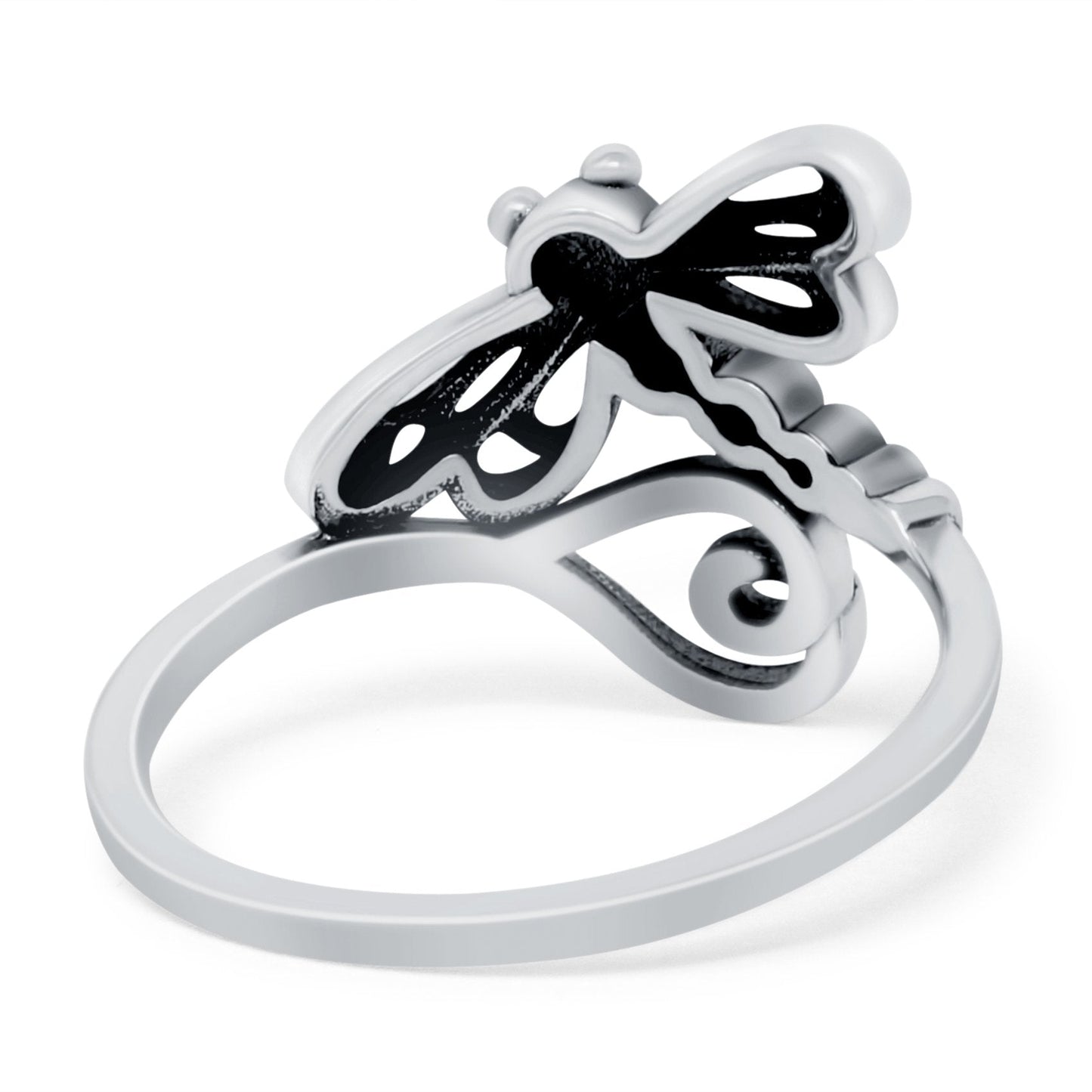 Dragonfly Band Oxidized Thumb Ring (15mm)