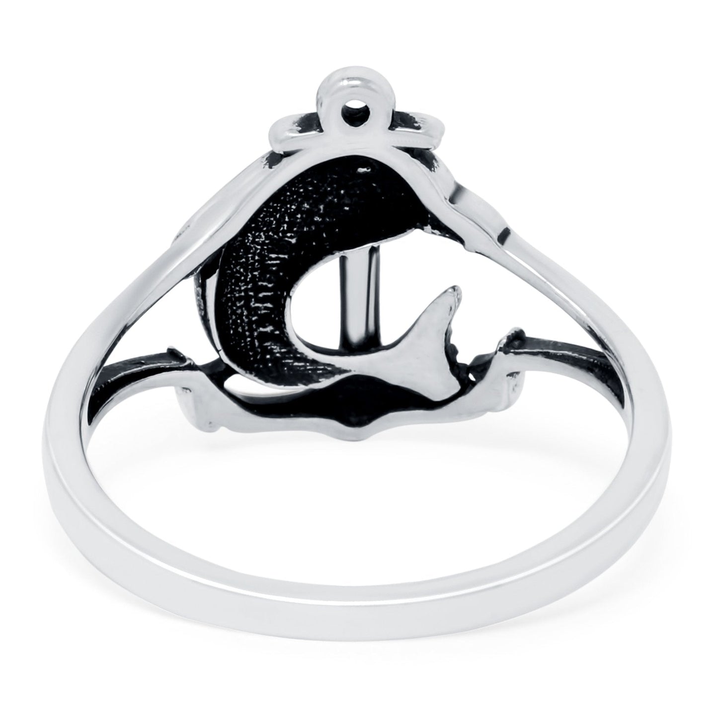 Dolphins & Anchor Oxidized Band (14mm)