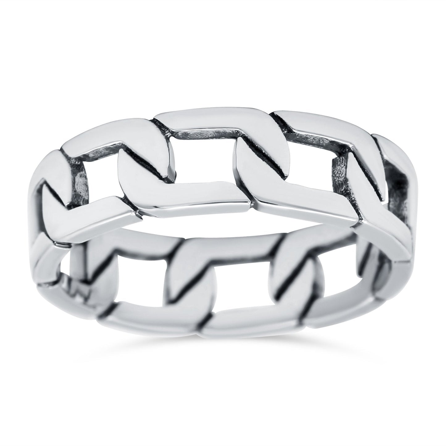 Link Chain Band Oxidized Thumb Ring (6mm)