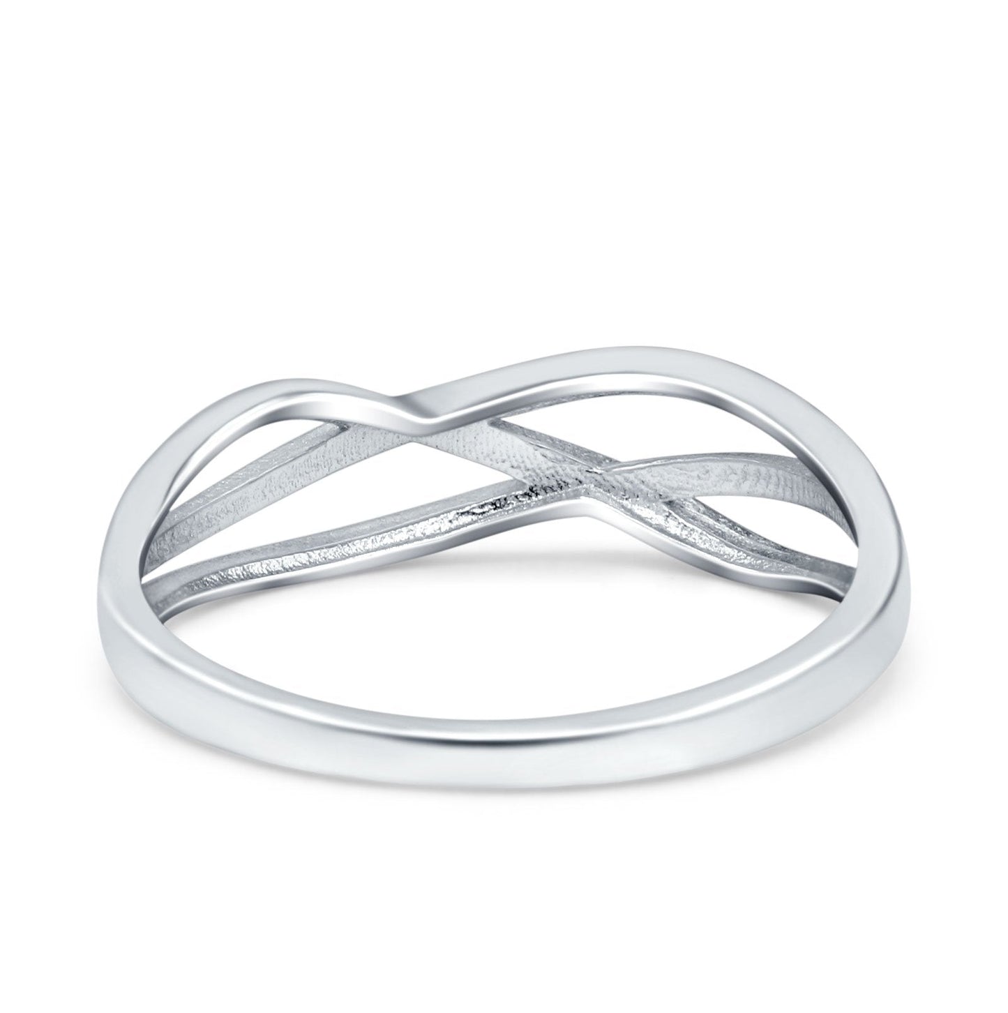 Criss Cross Rhodium Plated Band Thumb Ring (6mm)